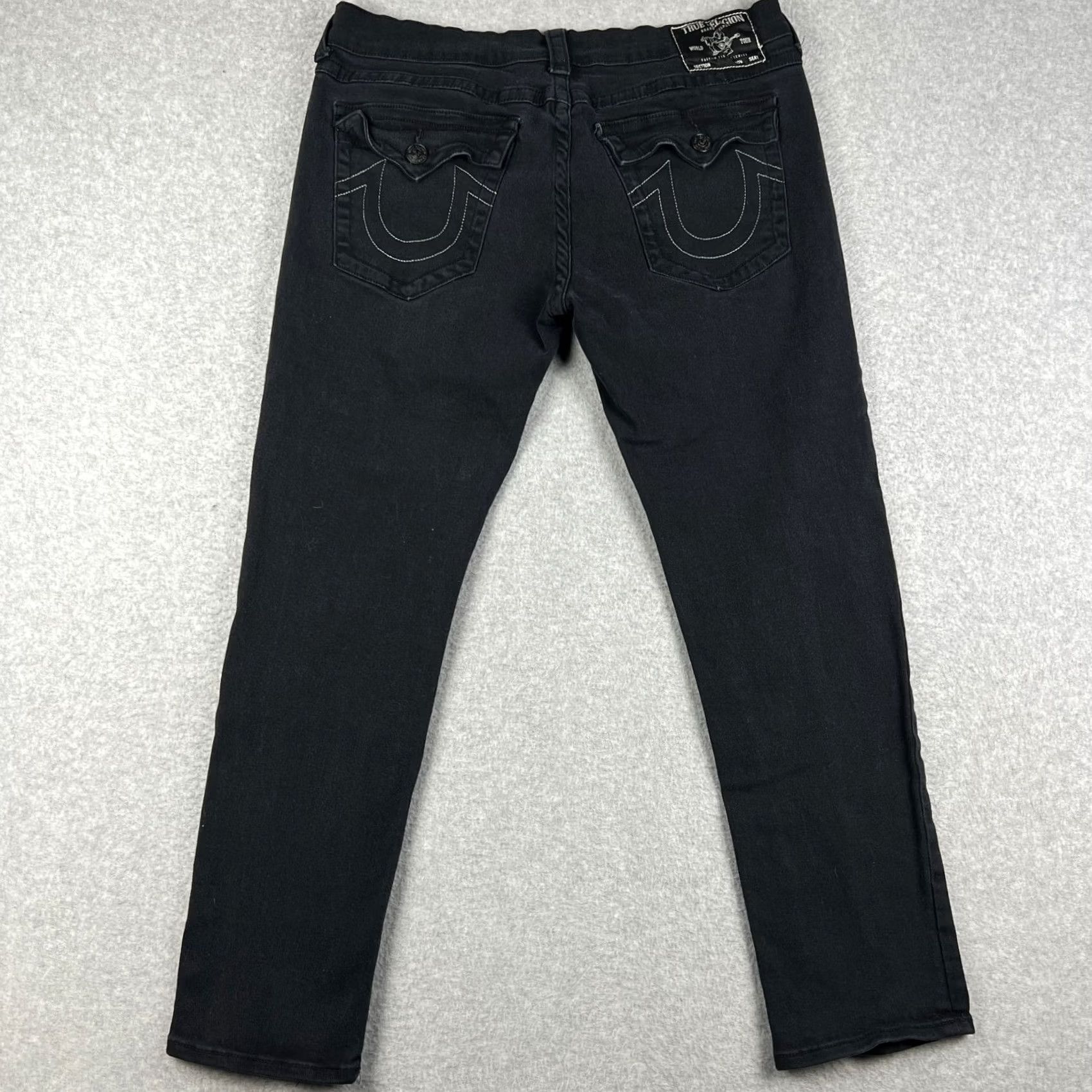 True Religion True Religion Rocco Flap Relaxed Skinny Jeans Stretch Denim 36x30 Mens Black Size US 36 / EU 52 - 2 Thumbnail