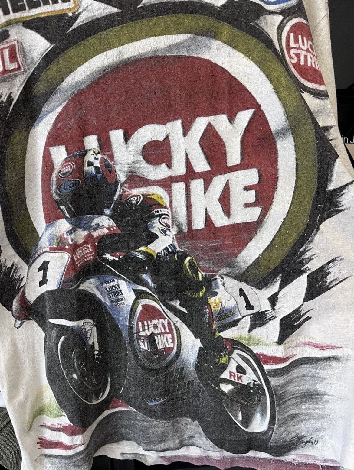Marlboro Vintage 90’s Lucky Strike Racing T-shirt Size US L / EU 52-54 / 3 - 3 Thumbnail