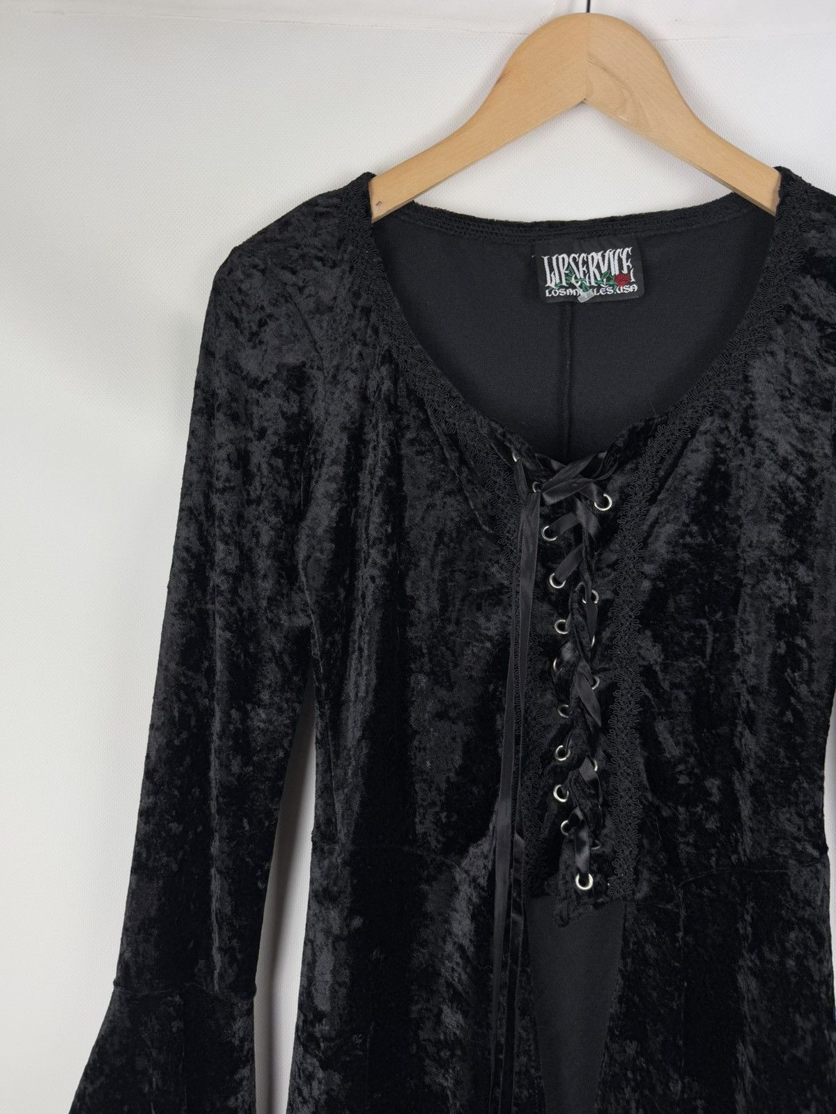 Lip Service Lip Service Gothic Witch Punk Velour Bell Sleeve Tunic Dress Size S / US 4 / IT 40 - 4 Thumbnail