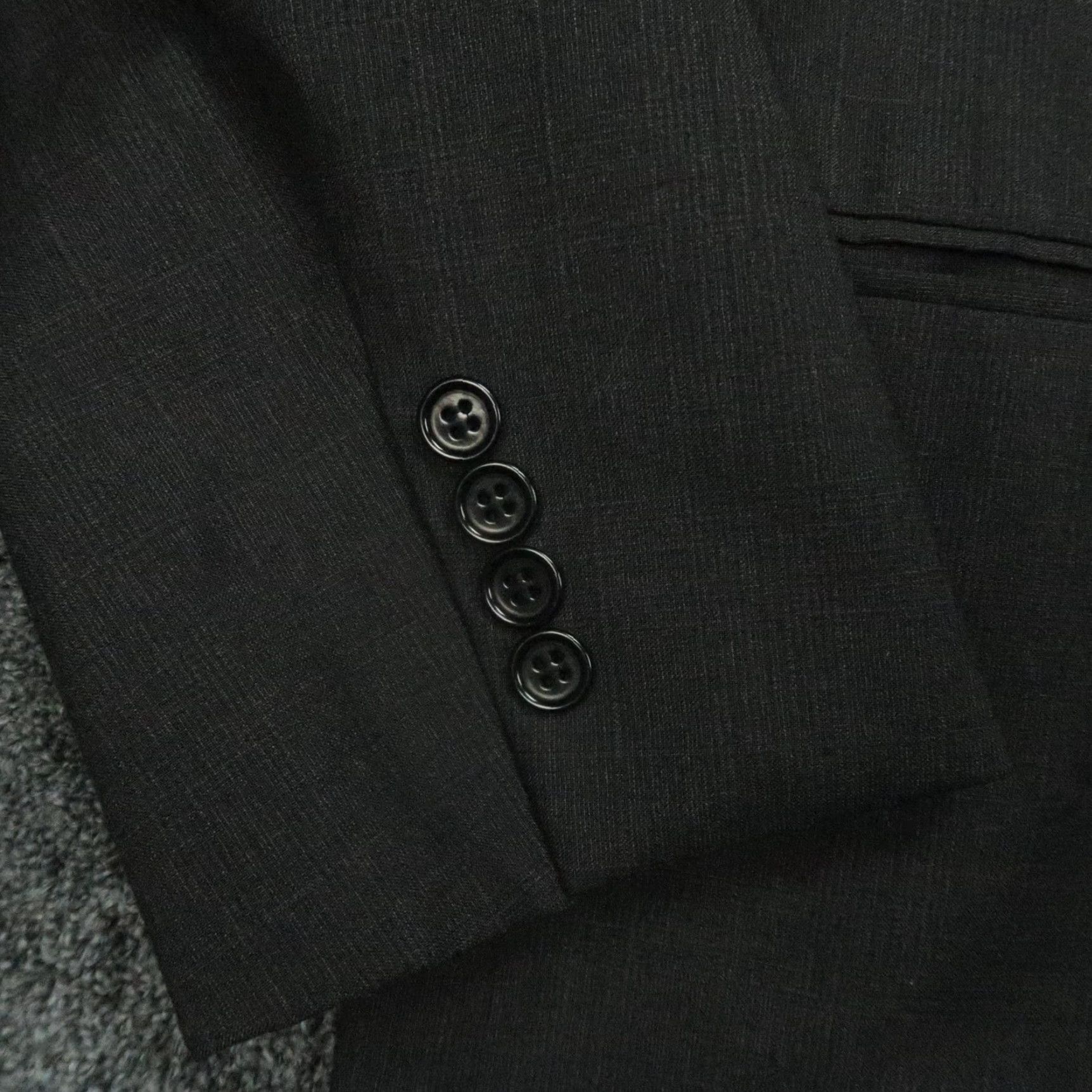 Canali Canali Blazer Mens Black 46R Wool Formal 2 Piece Jacket Single-Breasted Notch Lapel Dress Suit 46 Chest Regular Size Type Regular 56R Italy Size 46R - 7 Thumbnail