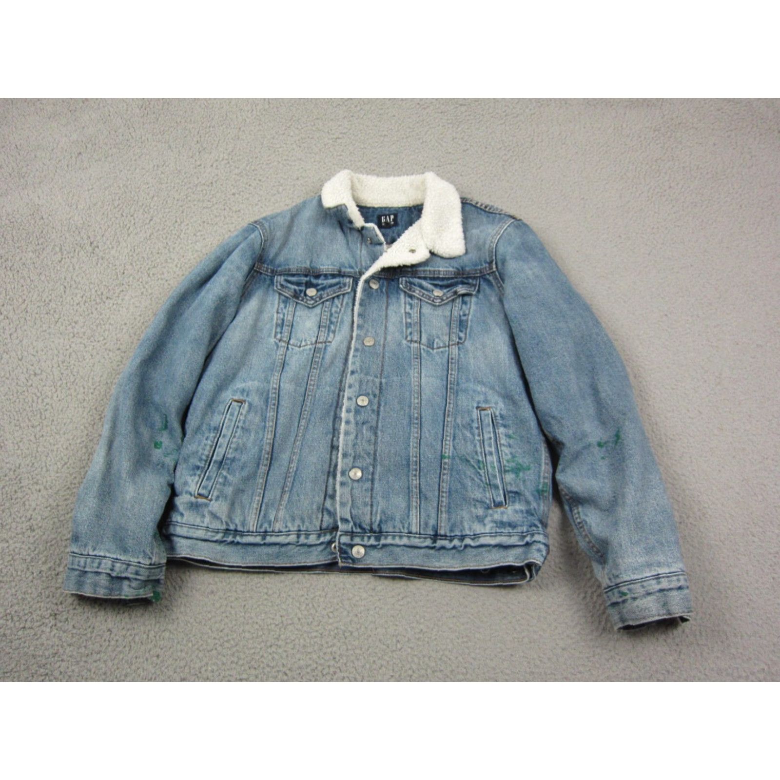 Gap VINTAGE Gap Denim Jacket Mens M Blue Denim Sherpa Lined Jean Trucker Coat Casual Bomber Style 80s 90s Workwear Mens Size US 31 - 2 Thumbnail