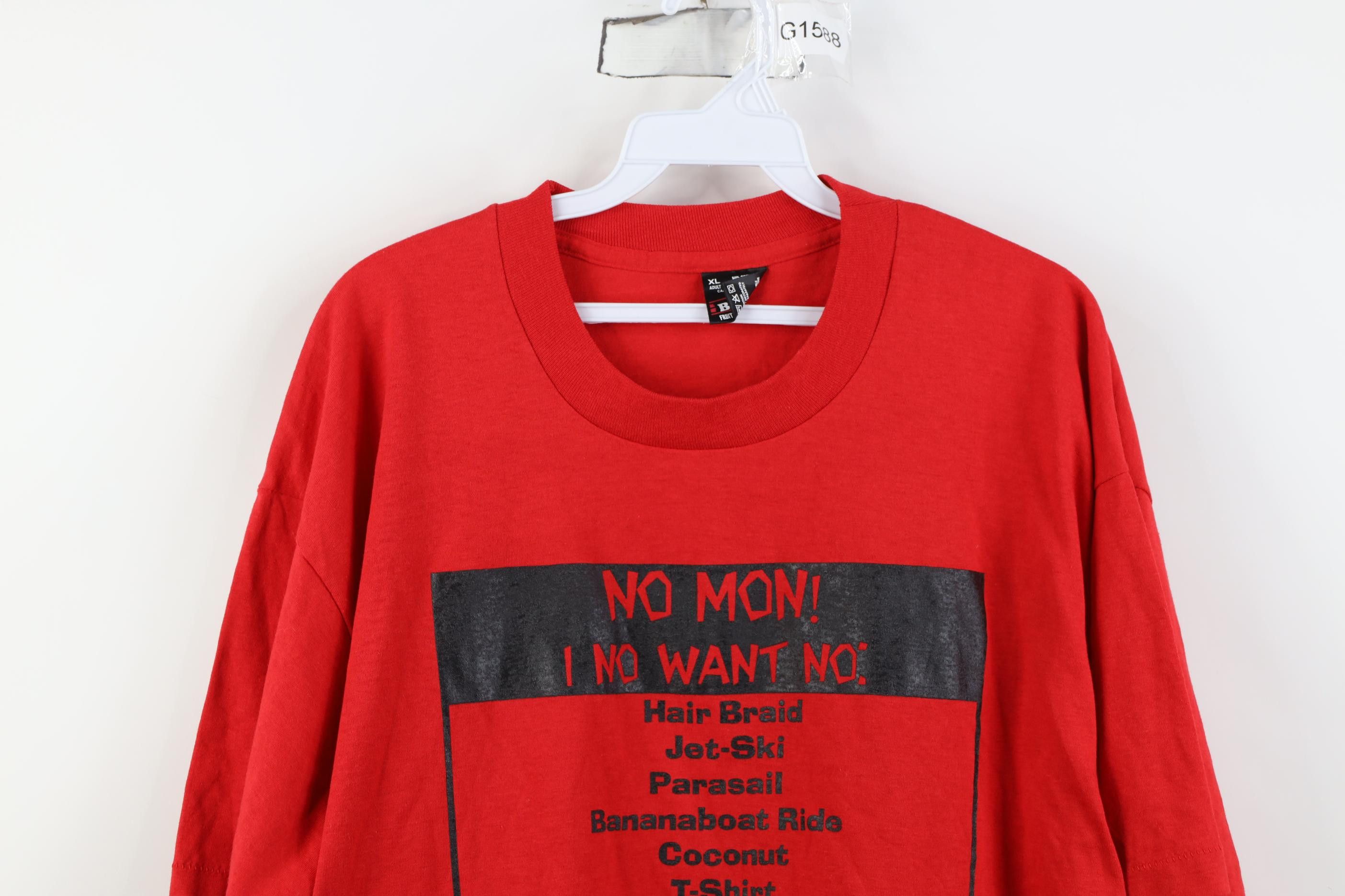 Vintage Vintage 90s Streetwear I No Want No Bahamas T-Shirt Red USA Size US XL / EU 56 / 4 - 2 Thumbnail