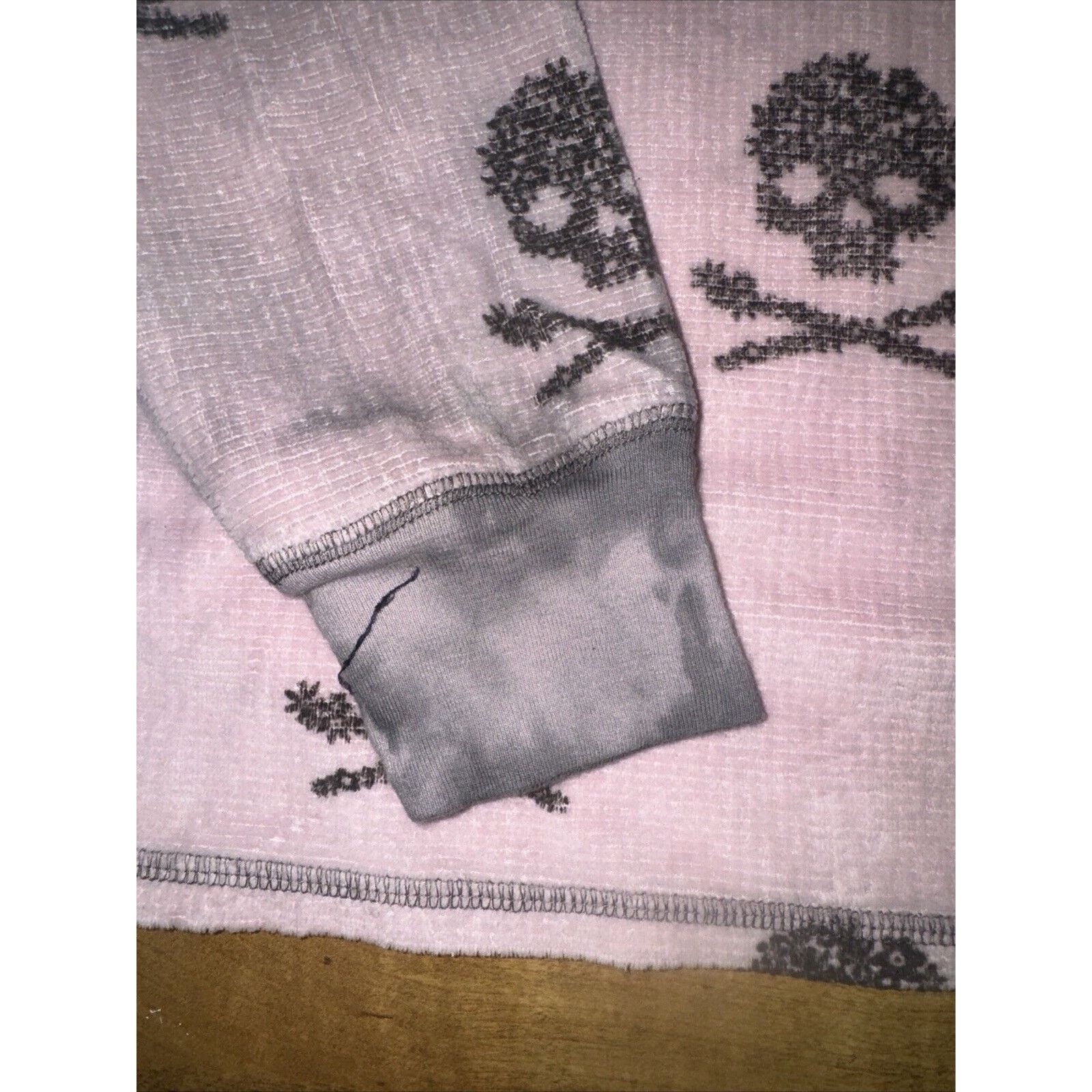 Salvage × Vintage P.J. Salvage Vintage Velour Skull Henley Shirt Pink L Size L / US 10 / IT 46 - 3 Thumbnail