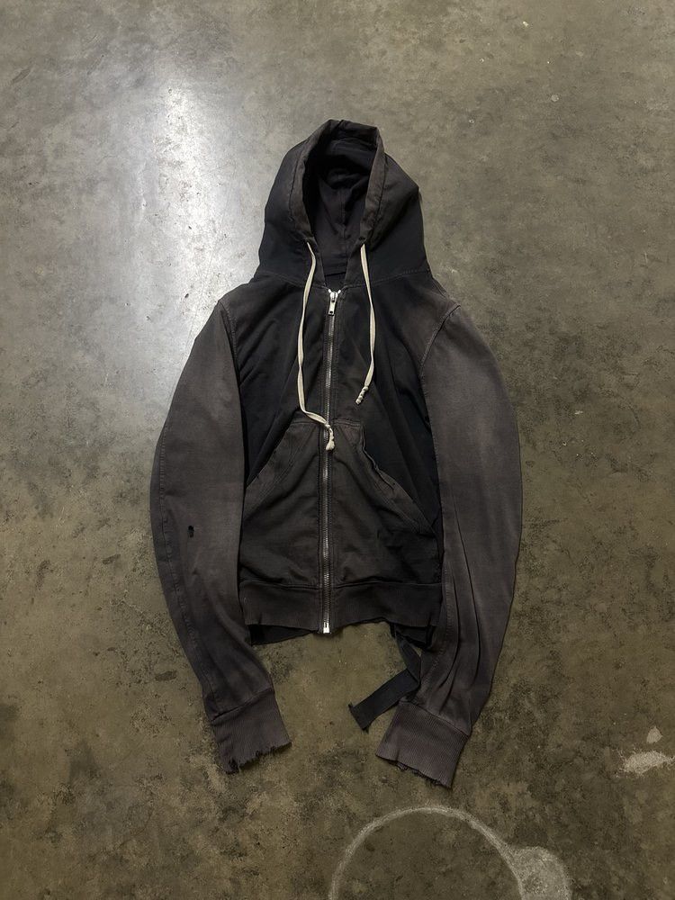 Pre-owned Olmar Mirta X Rick Owens Ss12 Faded And Thrashed Black Rick Owens Zip Up
