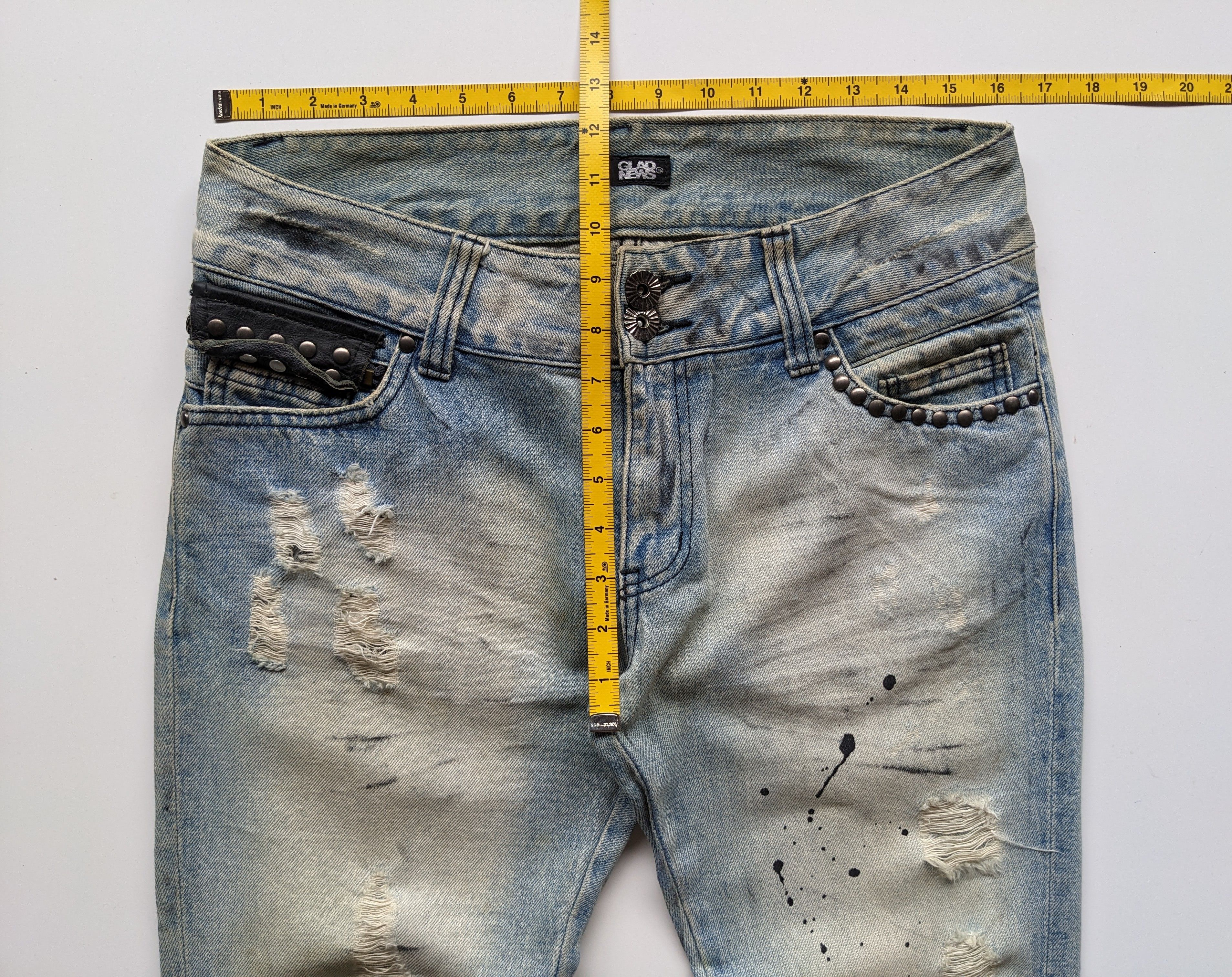 If Six Was Nine × Japanese Brand × Le Grande Bleu (L.G.B.) Glad New splash faded blue flare jeans Size US 33 - 9 Thumbnail