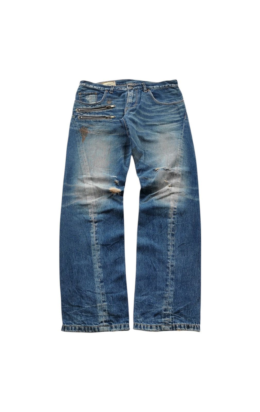 Japanese Brand RNA Alternativves Zipper Twist Leg Tapered Jeans Size US 32 / EU 48 - 3 Thumbnail