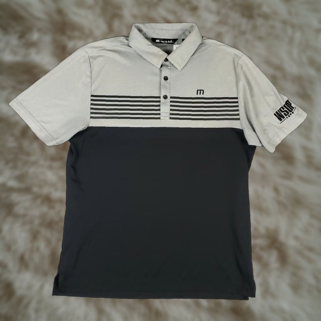 TravisMathew Travis Mathew Polo Shirt Mens M Gray World Series Poker Golf Short Sleeve Shirt Polo Pullover Sports N/A Size US M / EU 48-50 / 2 - 1 Thumbnail