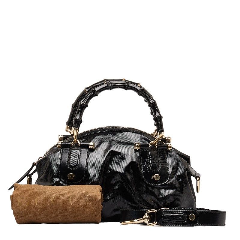 image of Gucci Dialux Pop Bamboo Top Handbag in Black, Women's