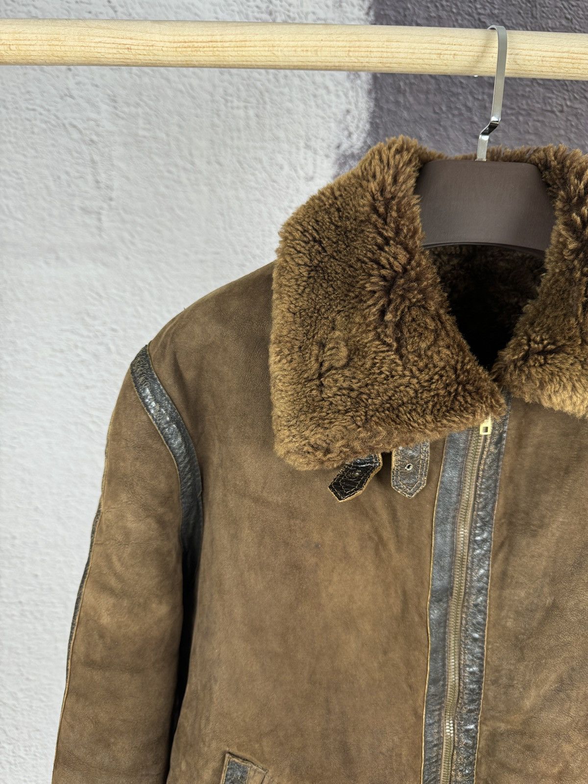 Vintage 90s y2k type b-3 leather shearling brown jacket