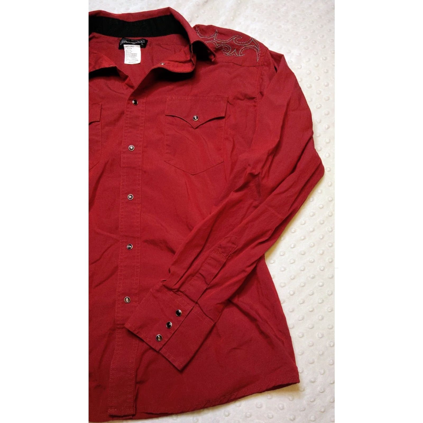 Wrangler VINTAGE Wrangler Mens Large Western Pearl Snap Shirt Embroidered Back Long Sleeve Red Cotton Button-Up Mens Size US L / EU 52-54 / 3 - 2 Thumbnail