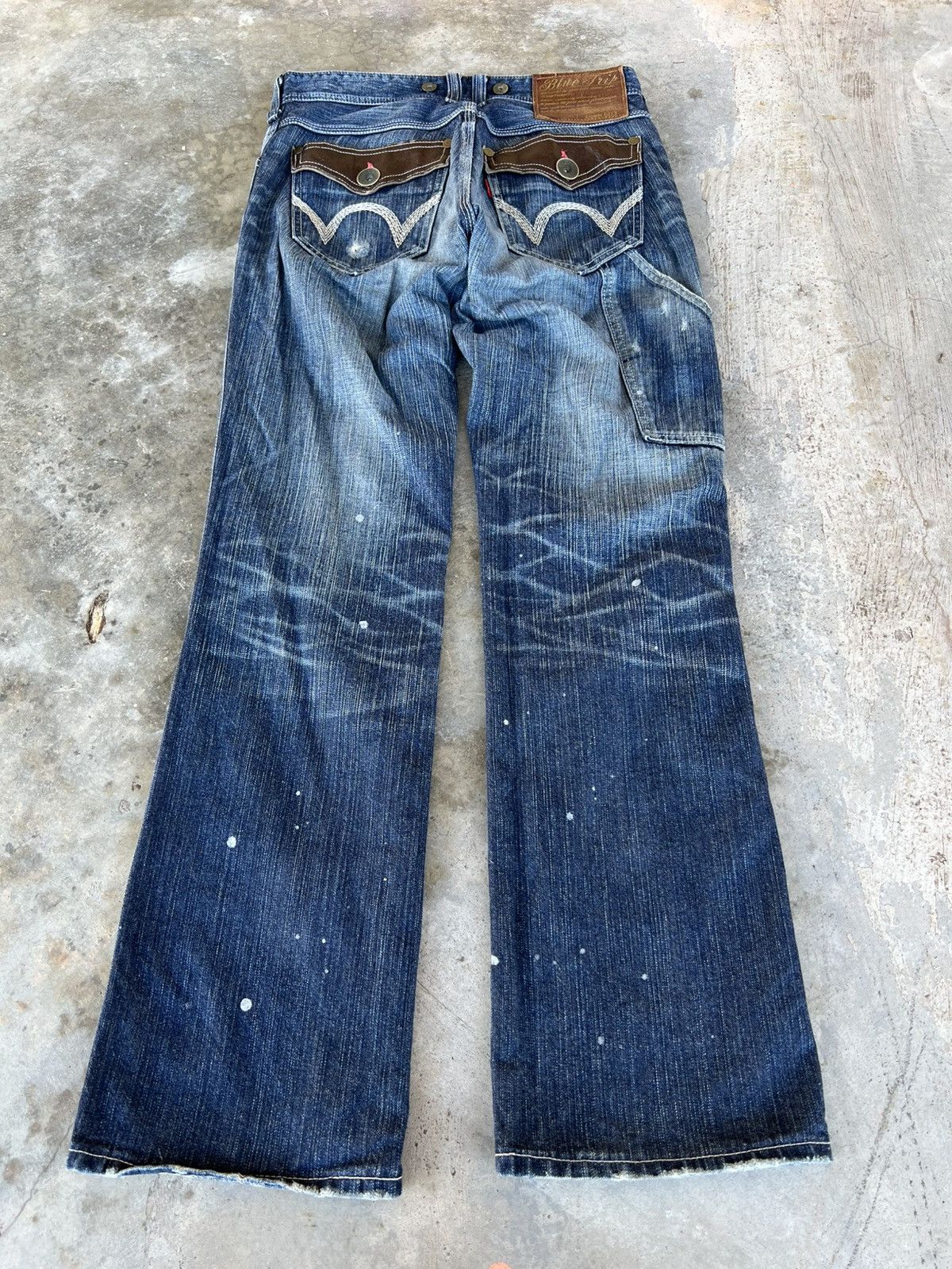Edwin Vintage Flare Edwin 503 Blue Trip Distress Jean Size US 31 - 2 Thumbnail