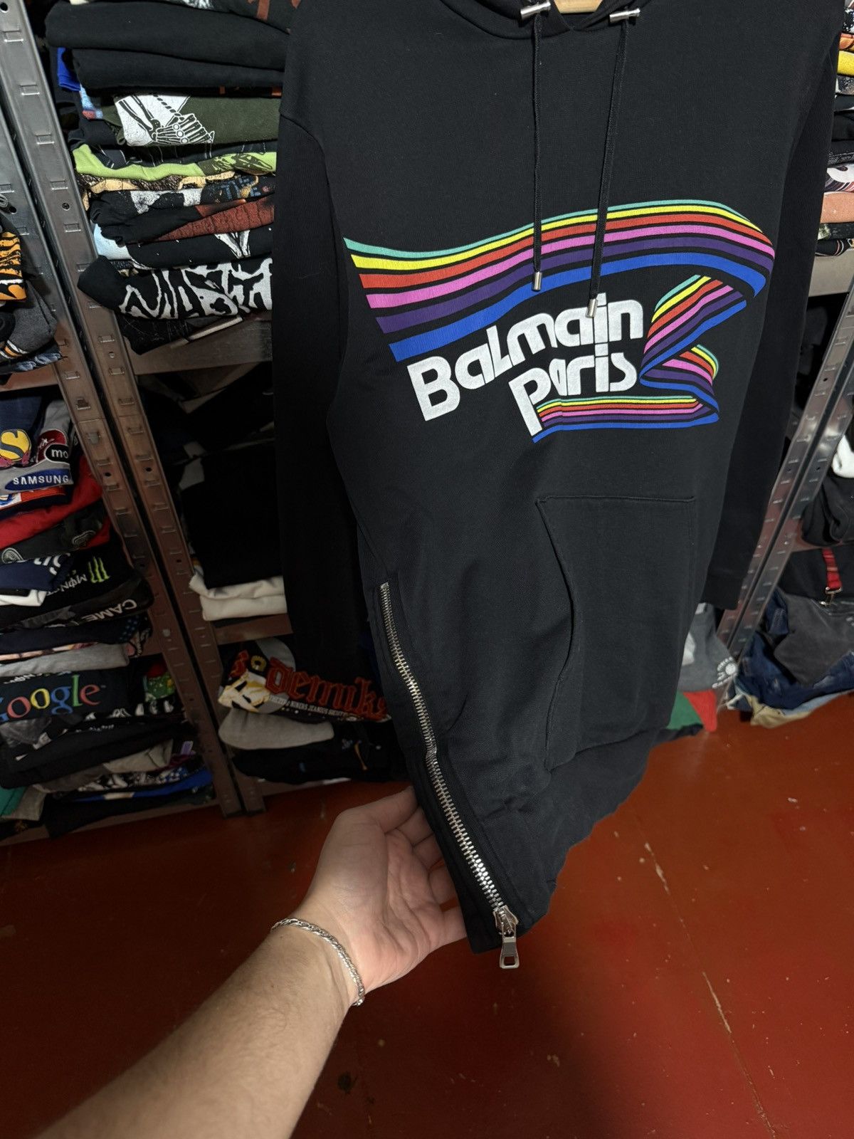 Balmain 🌈 Rare Balmain Rainbow Multicolor Logo Luxury Hoodie Size US S / EU 44-46 / 1 - 7 Thumbnail