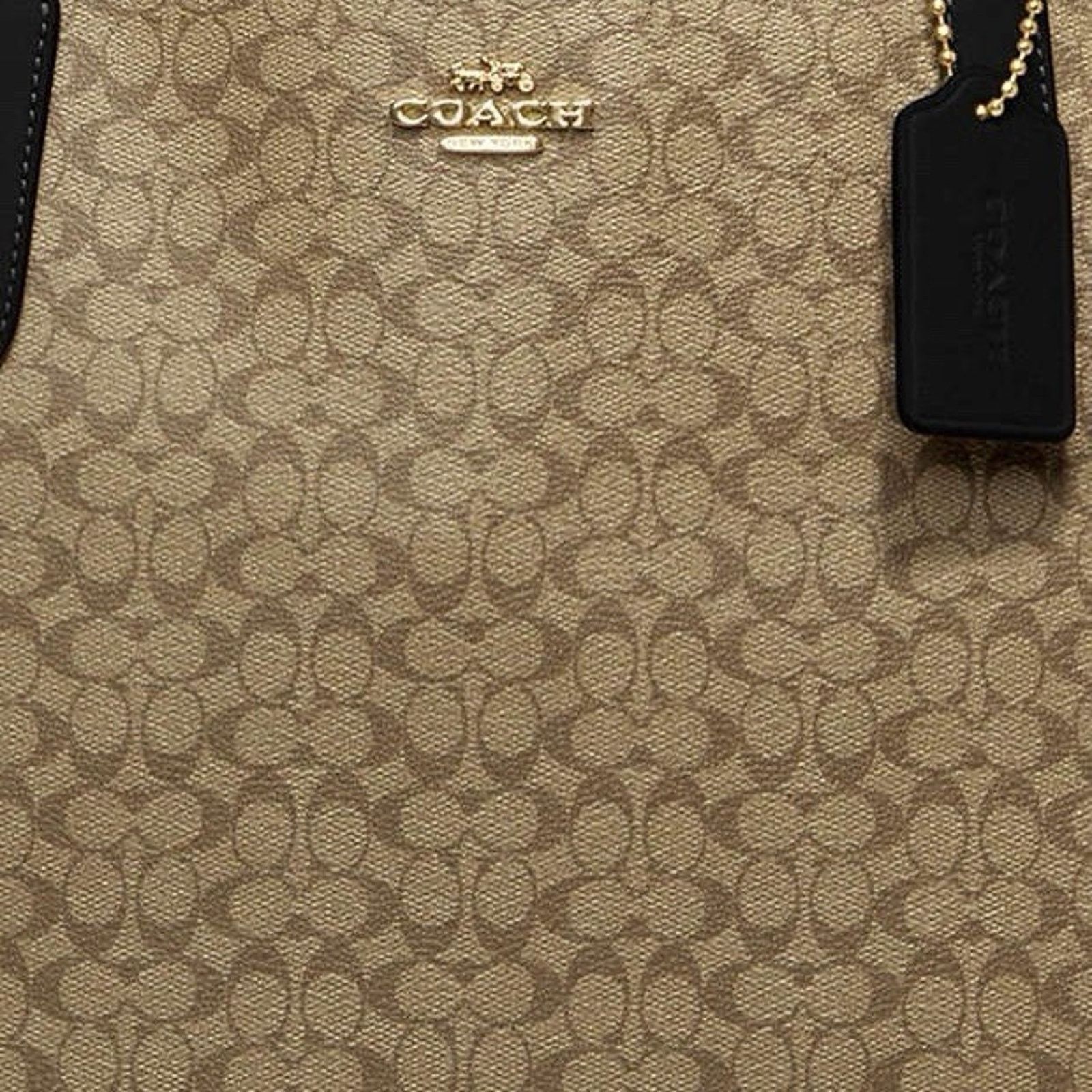 Coach NWT Coach CJ942 City Tote Khaki Brown Black Leather Bag Size ONE SIZE - 10 Thumbnail