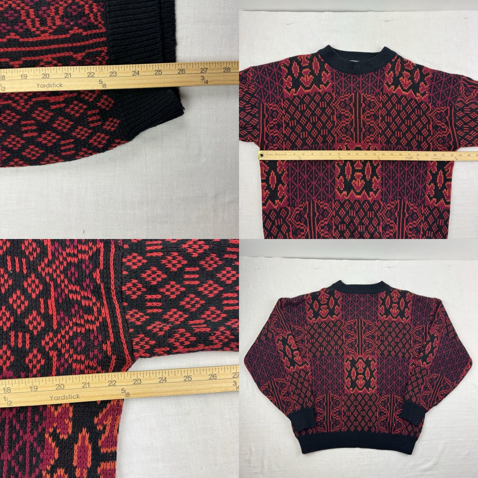 McGregor VINTAGE McGregor Sweater Mens Adult Large Pullover Knit Geometric Red 80s 90s Crew Neck Long Sleeve Size US L / EU 52-54 / 3 - 8 Thumbnail