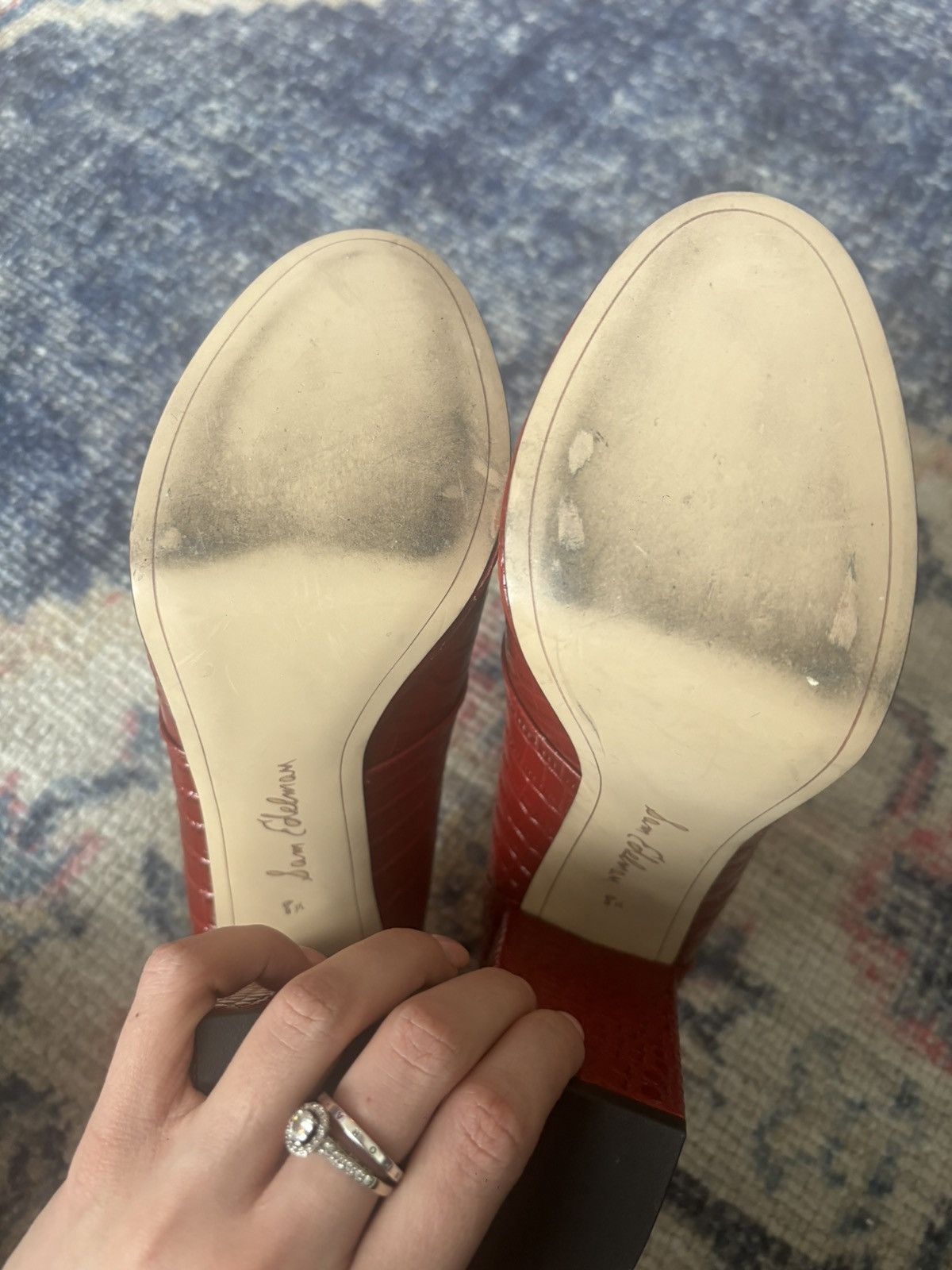 Sam Edelman Red Croc Sam Edelman Aretha Loafer Heels Size US 8.5 / IT 38.5 - 8 Thumbnail