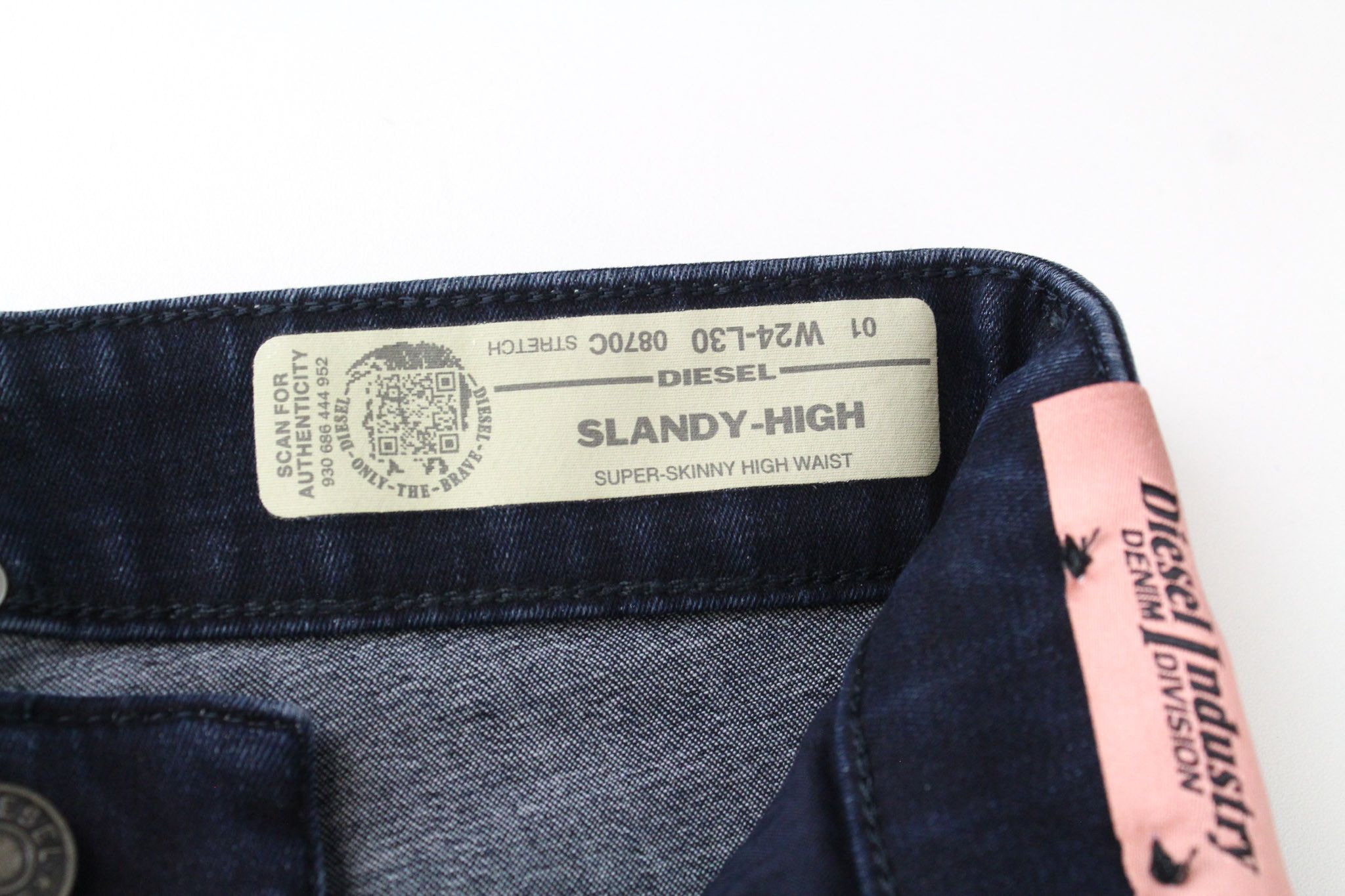 Diesel SLANDY-HIGH 0870C W24/L30 Blue Distress Jeans 70288 Size 24" / US 00 / IT 34 - 5 Thumbnail