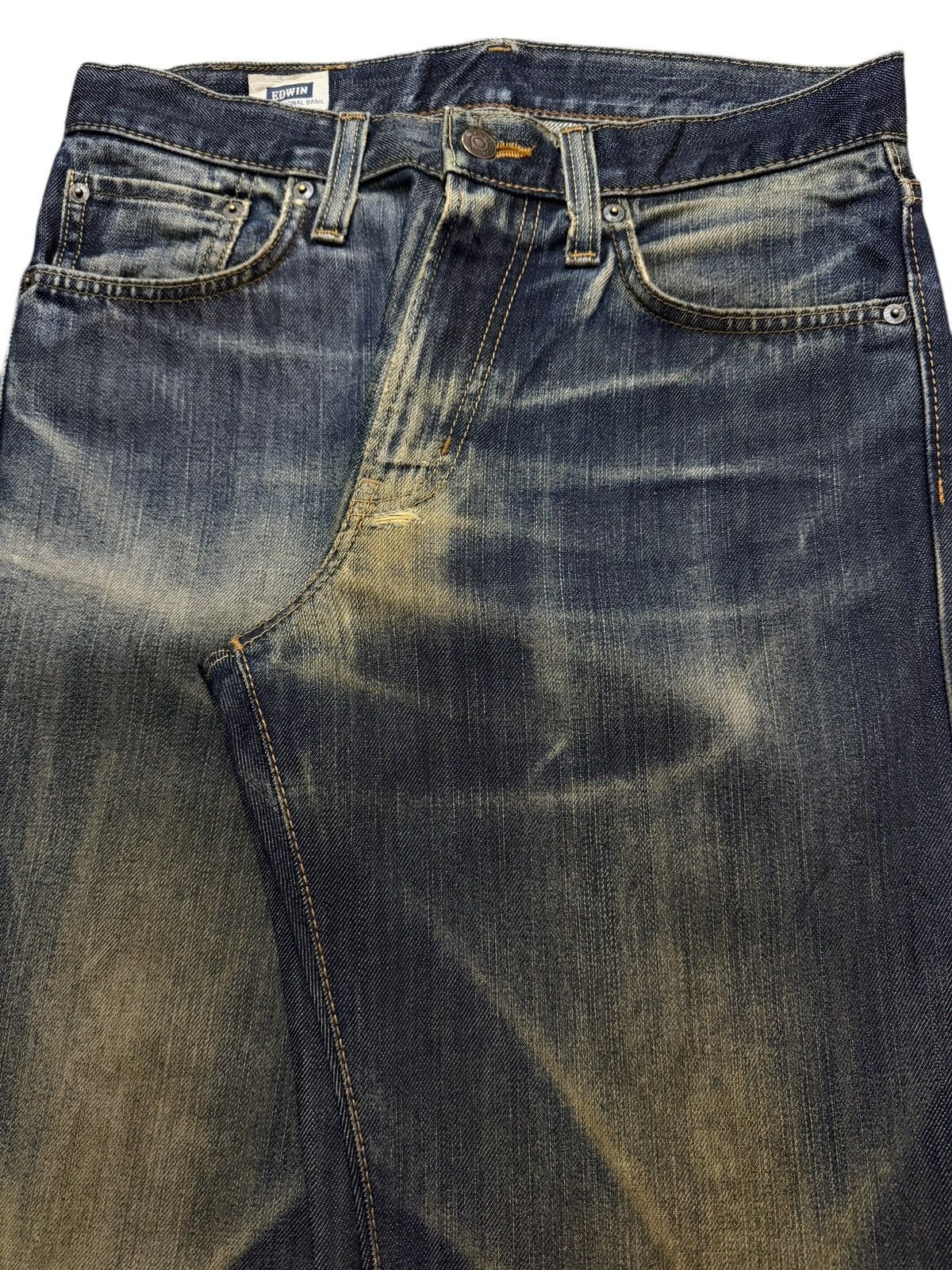 Edwin Vintage 90s Japan Edwin 404 Blue Mud Wash Whisker Loose Fit Size US 30 / EU 46 - 4 Thumbnail