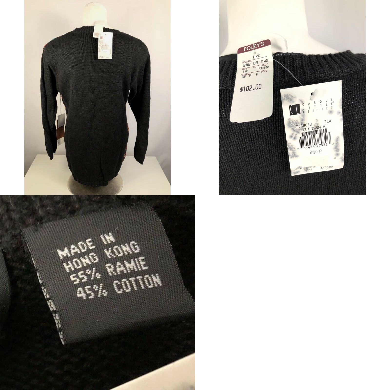 Vintage New w Tag CAROLE Little PETITES Knitwear Red Black Sz. P Pullover Sweater Womens Size S / US 4 / IT 40 - 8 Thumbnail