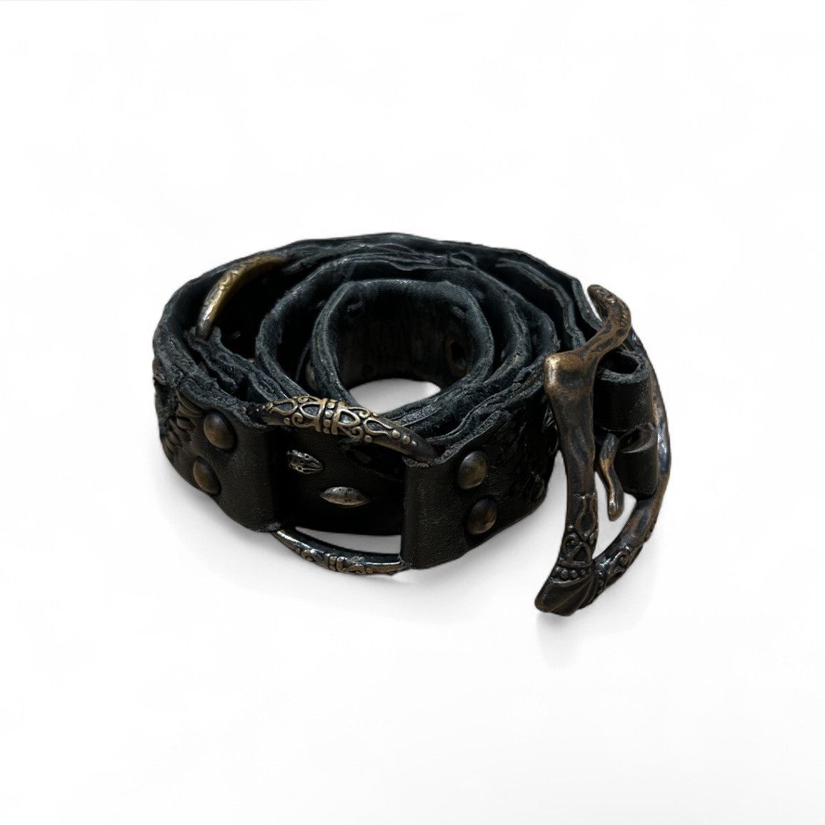 14th Addiction 14th Addiction Leather Stud Belt Size 32 - 3 Thumbnail