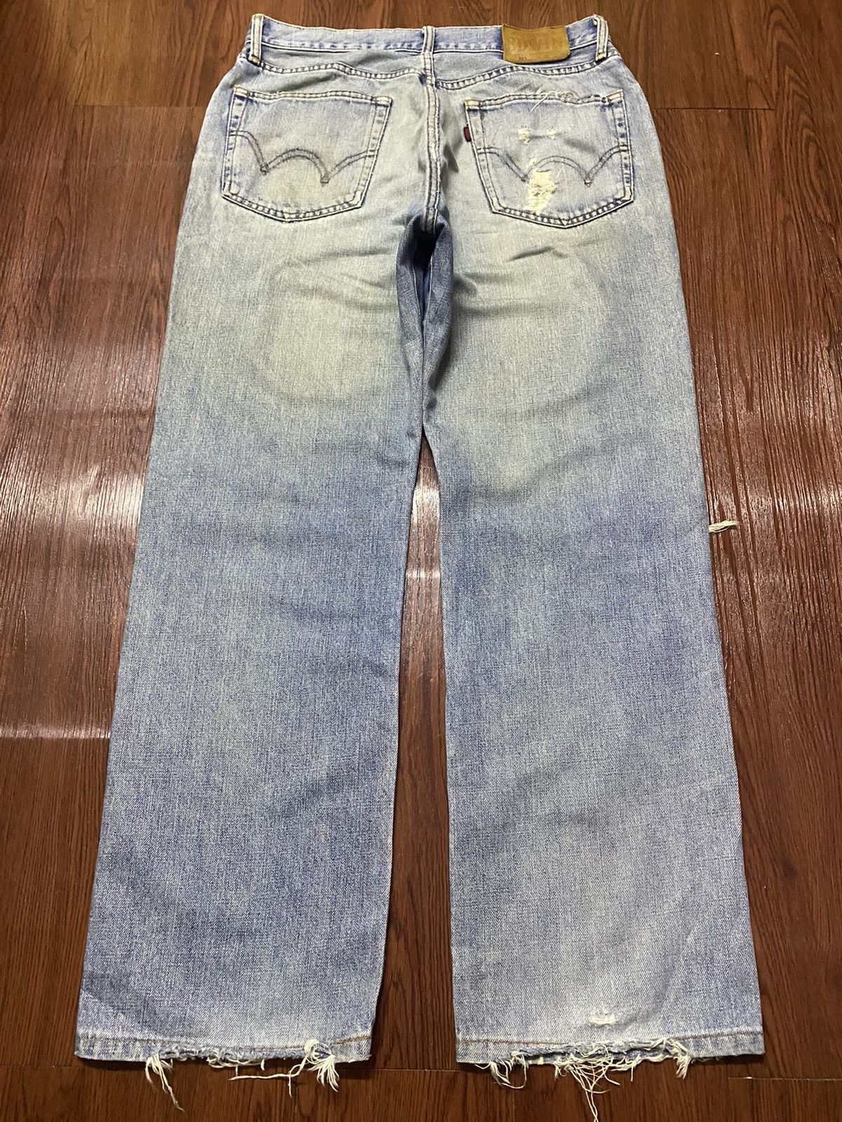 Japanese Brand Vintage Edwin503 Blue Wash Distressed Loose Jeans Size US 32 / EU 48 - 2 Thumbnail