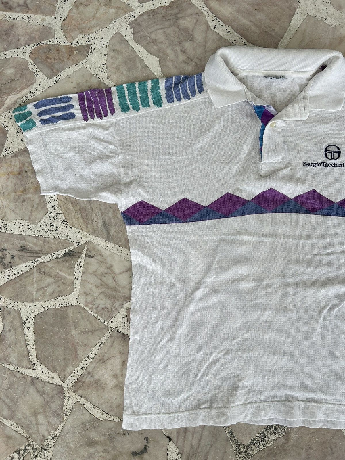 Sergio Tacchini Vintage sergio tacchinio White polo Tee Size US S / EU 44-46 / 1 - 4 Thumbnail