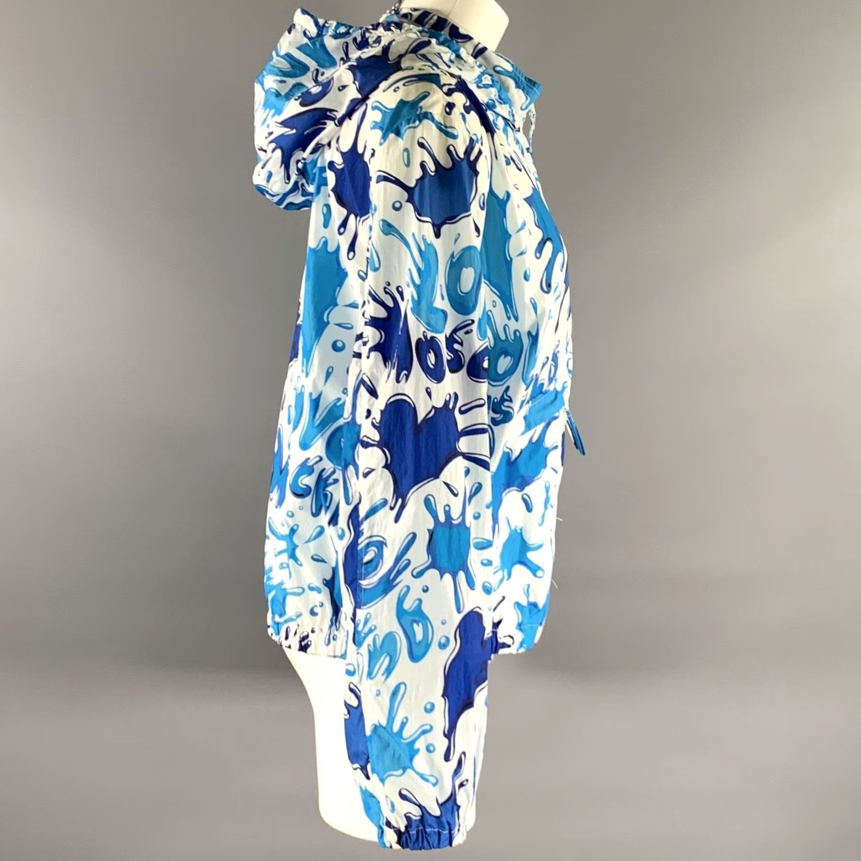 Moschino MOSCHINO Coat Womens 8 White Size Blue Polyamide Splash Raincoat Size M / US 6-8 / IT 42-44 - 3 Thumbnail