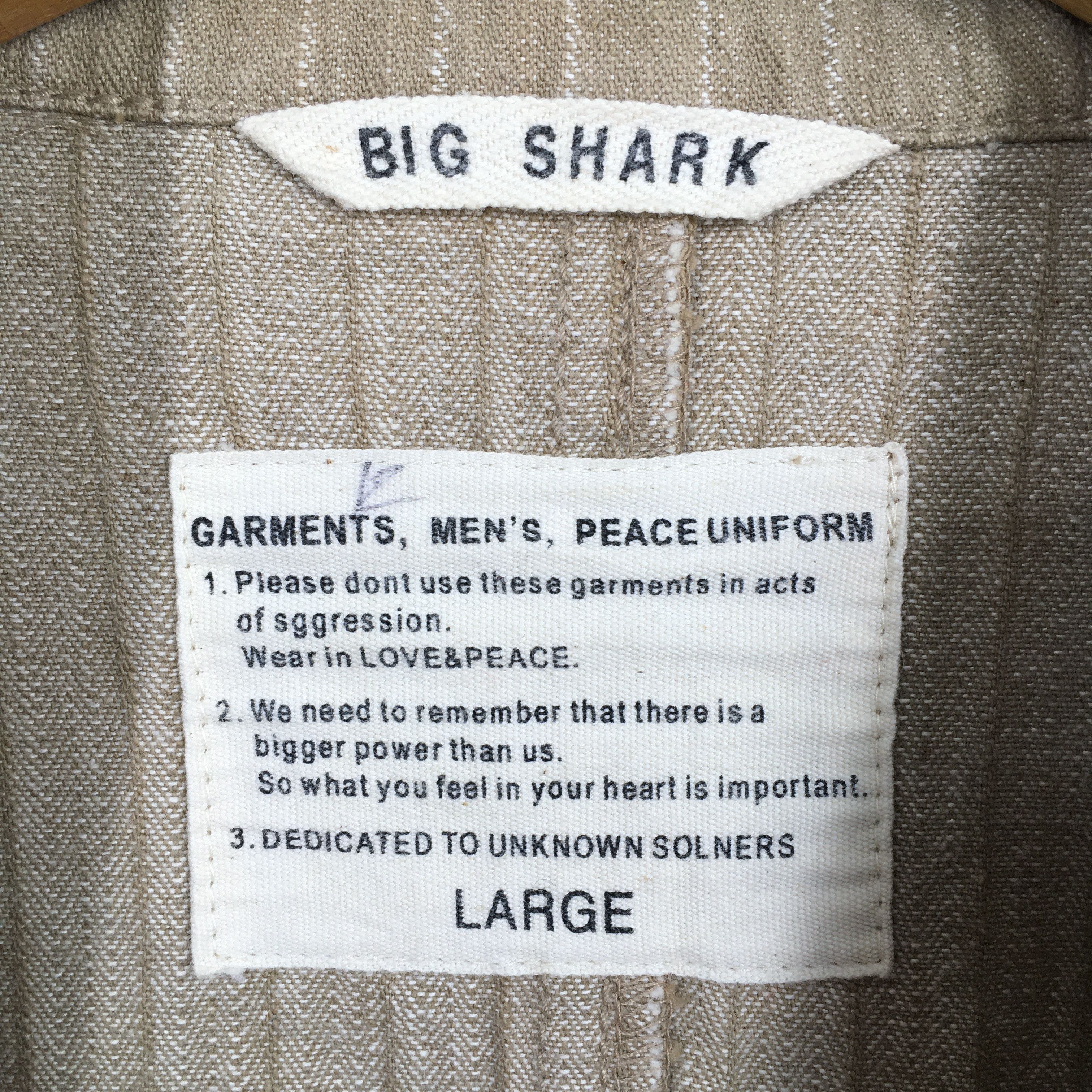 Vintage Vintage 90's Big Shark Jeans Stripes Beige Labor Jacket L Size US L / EU 52-54 / 3 - 4 Thumbnail