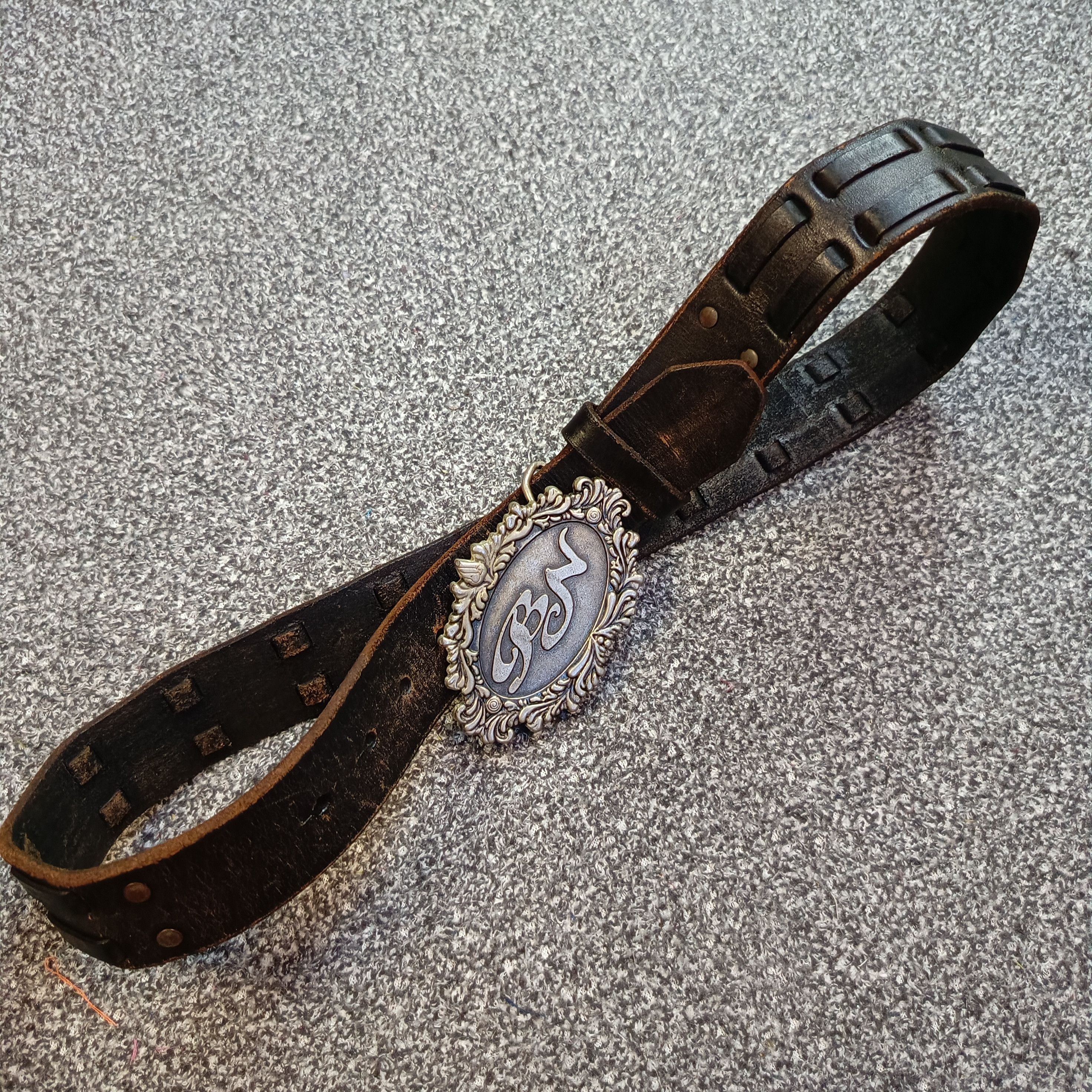 Genuine Leather 🔥🔥 Vintage Rough Back Number Leather Belt Size ONE SIZE - 3 Thumbnail