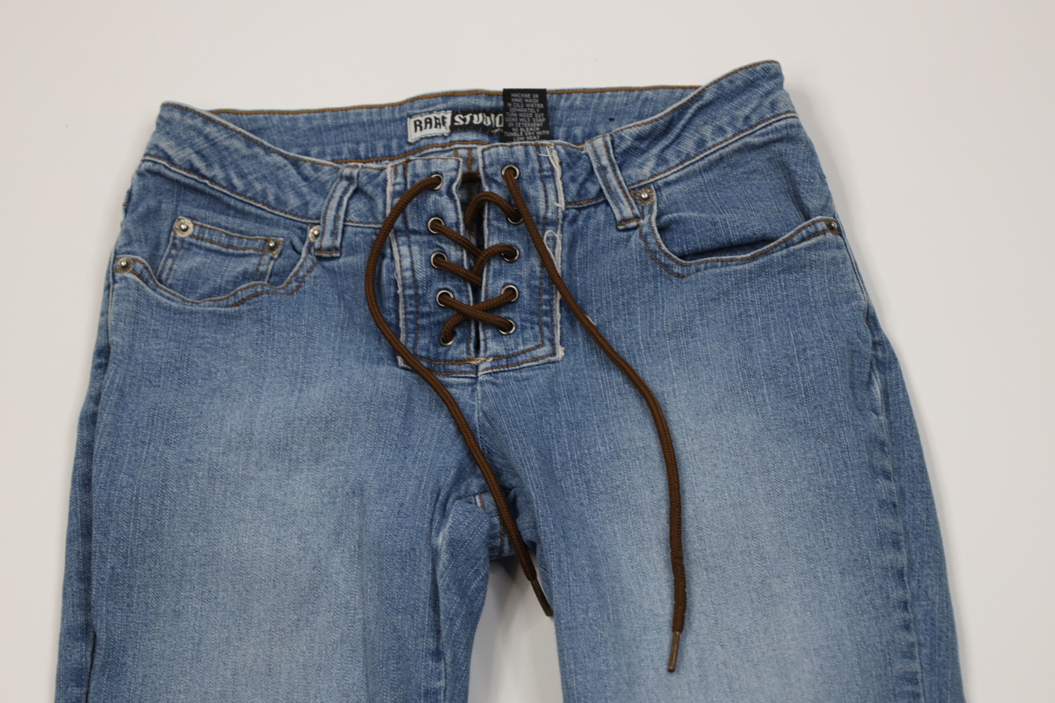 Vintage Vintage 90s Y2K Babydoll Tie Front Bella Flared Denim Jeans Size 26" / US 2 / IT 38 - 2 Thumbnail