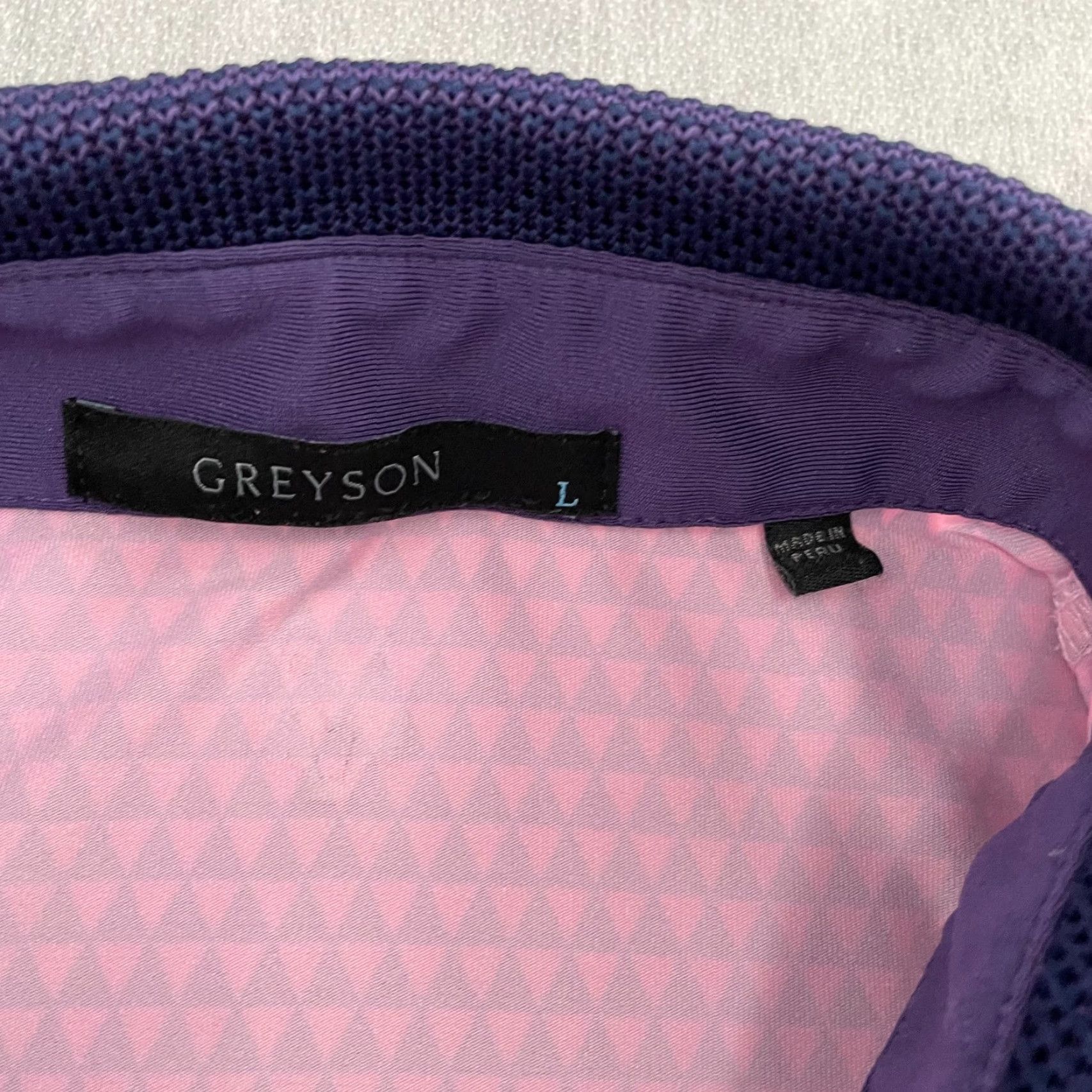 Vintage Greyson Polo Shirt Adult L Purple Pink Argyle Diamond Pattern Golf Stretch Logo Mens L Size US L / EU 52-54 / 3 - 6 Thumbnail