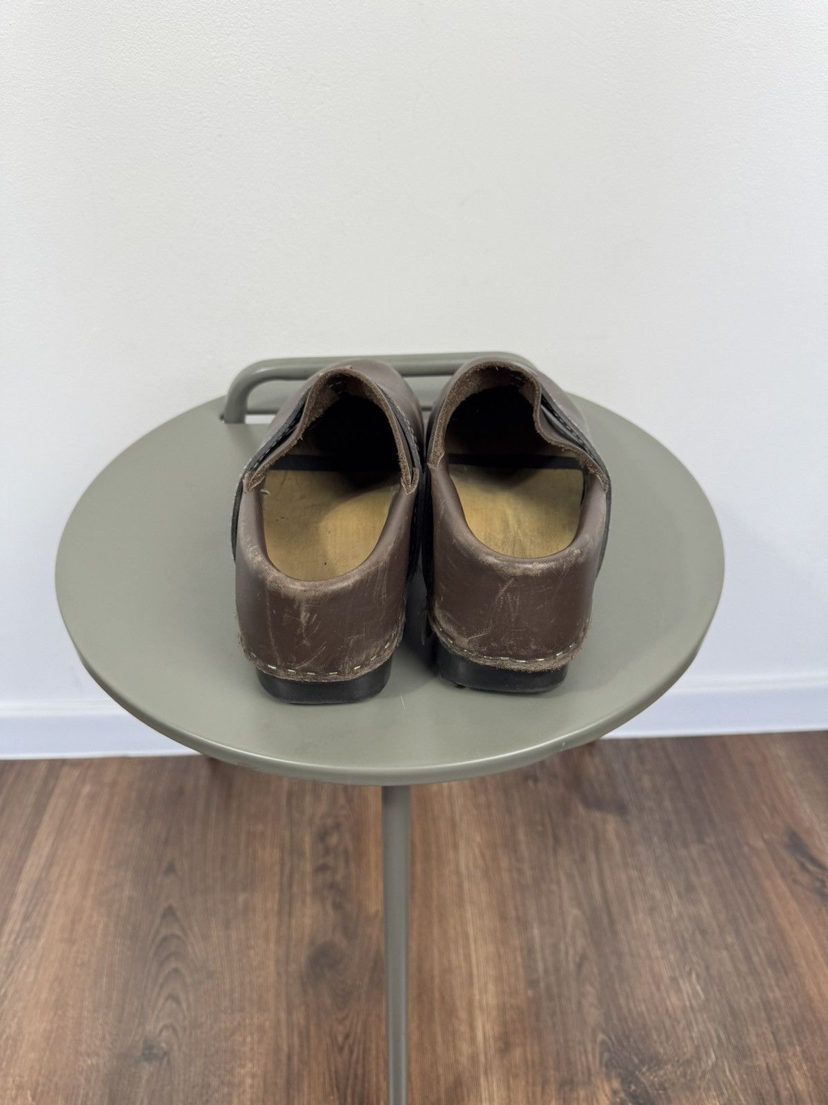 Other Vintage Brown Leather Clogs Wooden Sole Slip On Shoes EU 38 Size US 7 / IT 37 - 5 Thumbnail