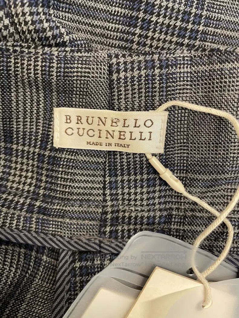 Brunello Cucinelli Brunello Cucinelli Gray Blue Plaid Beaded New Wool Trouser Size US 32 / EU 48 - 3 Thumbnail