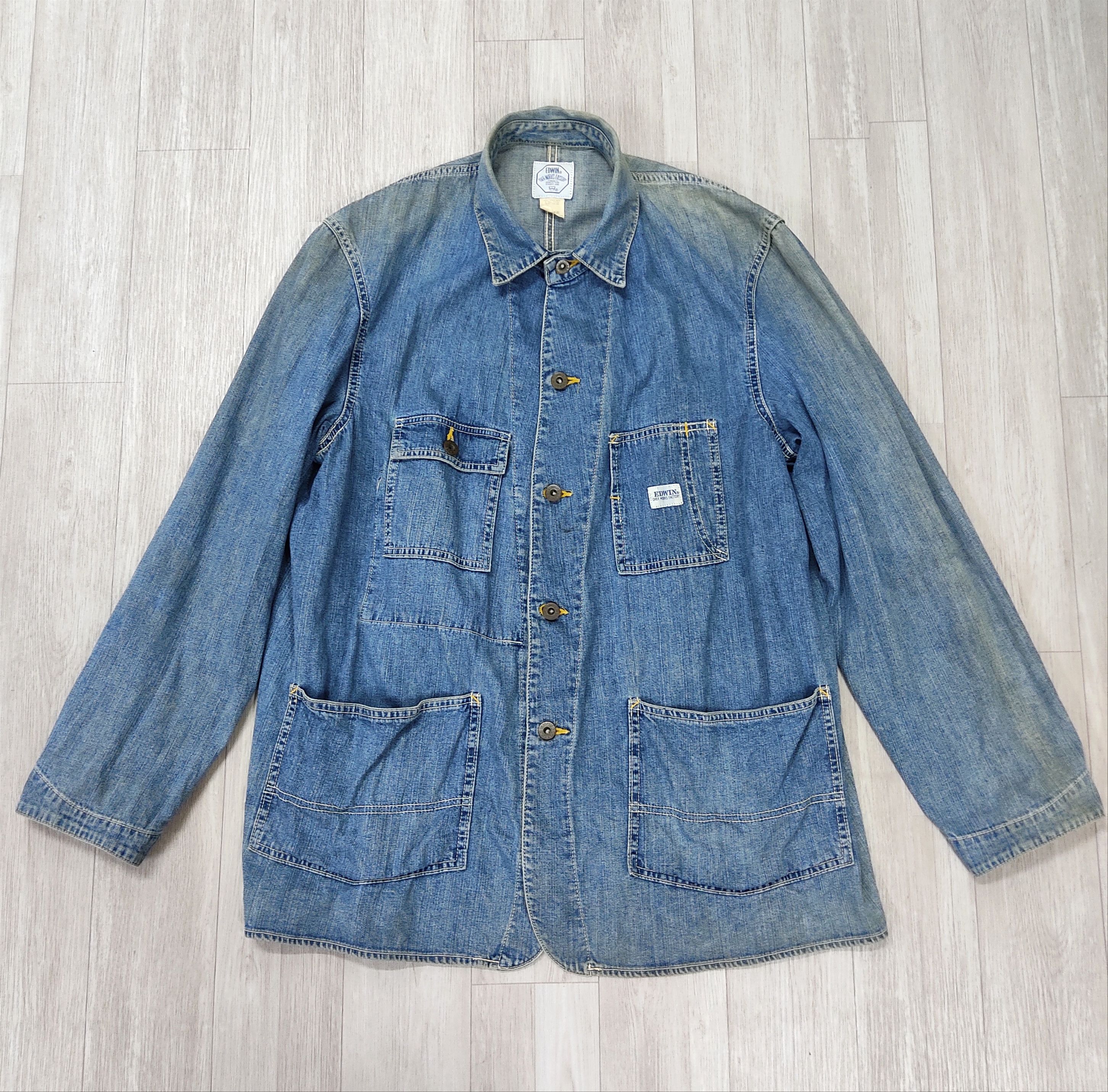 Edwin Vintage EDWIN Over Works Factory Chore Jacket Size US L / EU 52-54 / 3 - 4 Thumbnail