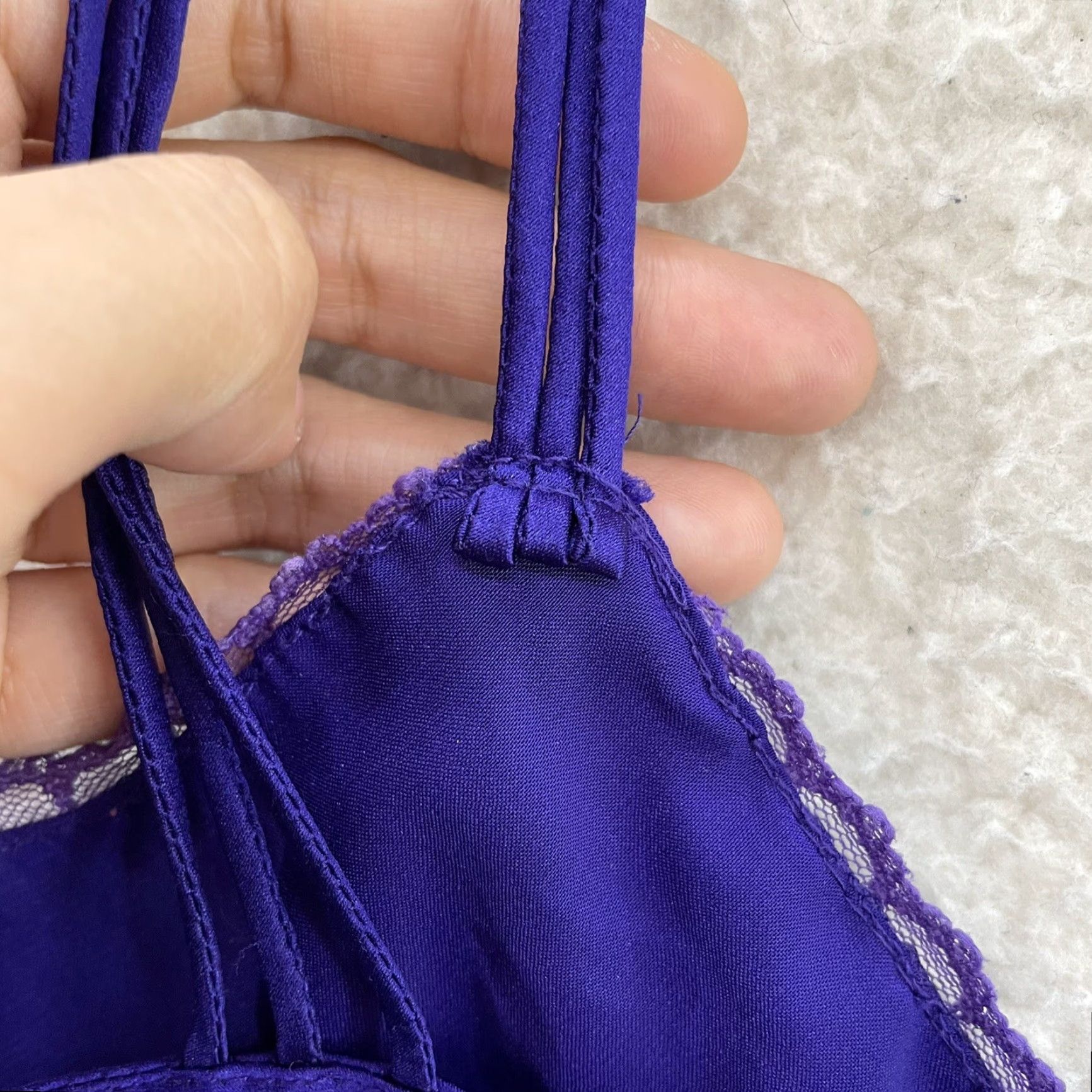 Victoria's Secret VINTAGE Victoria's Secret Camisole Lingerie Top Purple Lace Gold Label Womens 80s M/L Sleeveless Edwardian Style Size L / US 10 / IT 46 - 6 Thumbnail