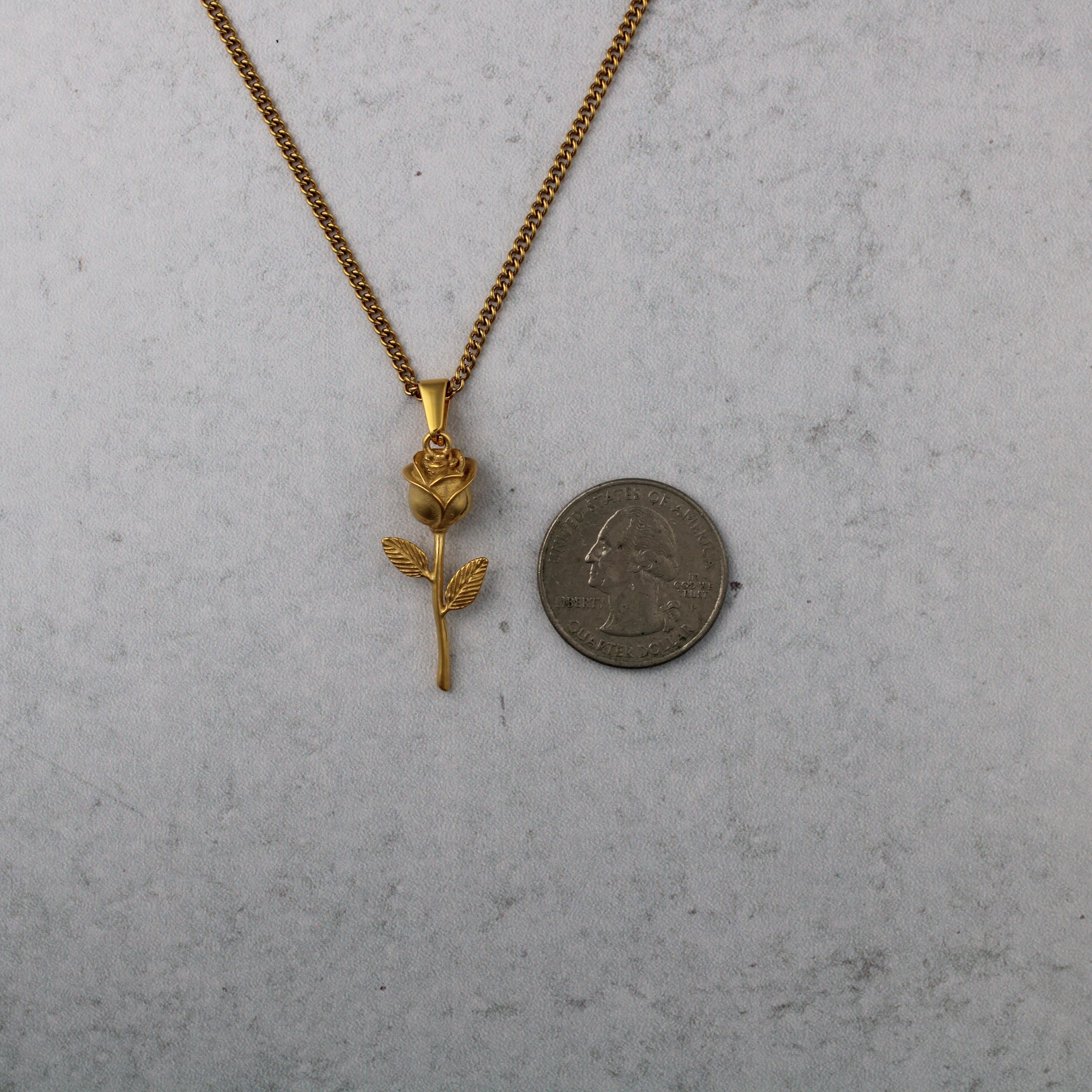 Jewelry Gold Rose Pendant Chain Necklace Size ONE SIZE - 6 Thumbnail