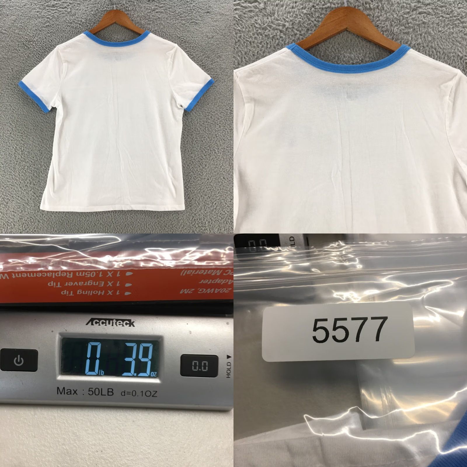 Champion Champion Basic Tee TShirt Womens Large White Blue Trim Cotton Blend Crew Neck Shirt Womens Large White Blue Trim Cotton Blend Crew Neck Size L / US 10 / IT 46 - 8 Thumbnail