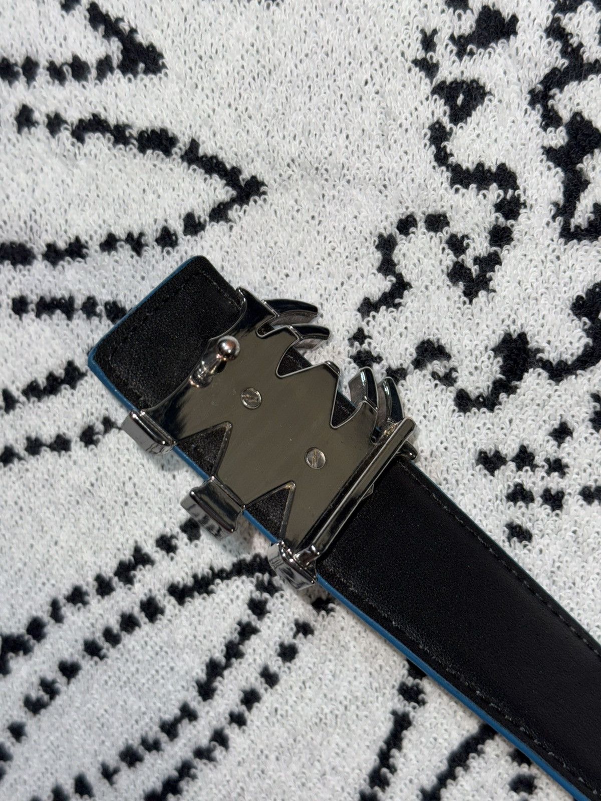 Amiri AMIRI BLUE SILVER MA LOGO LEATHER BELT Size ONE SIZE - 10 Thumbnail