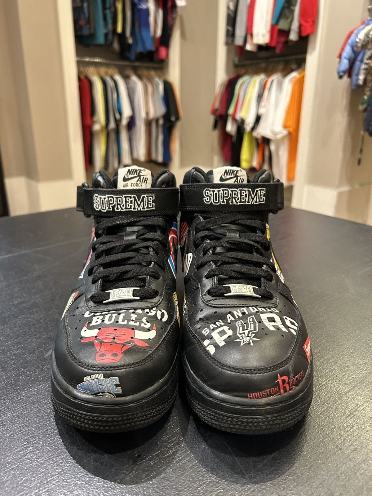 Nike × Supreme Nike Air Force 1 Mid Supreme NBA Black Size US 8.5 / EU 41-42 - 5 Thumbnail