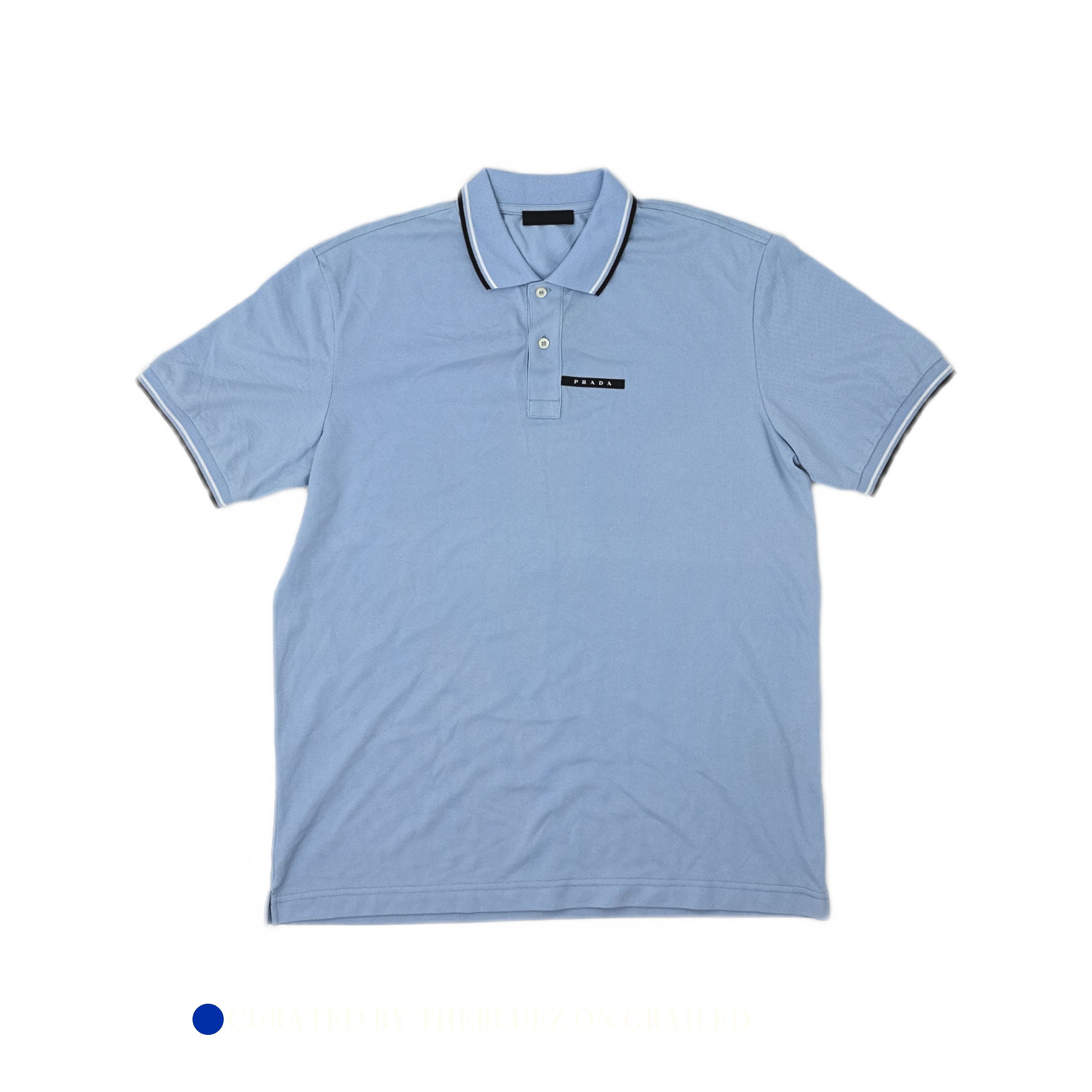 Prada Light Blue Polo Shirt in XXL Size US XXL / EU 58 / 5 - 1 Thumbnail