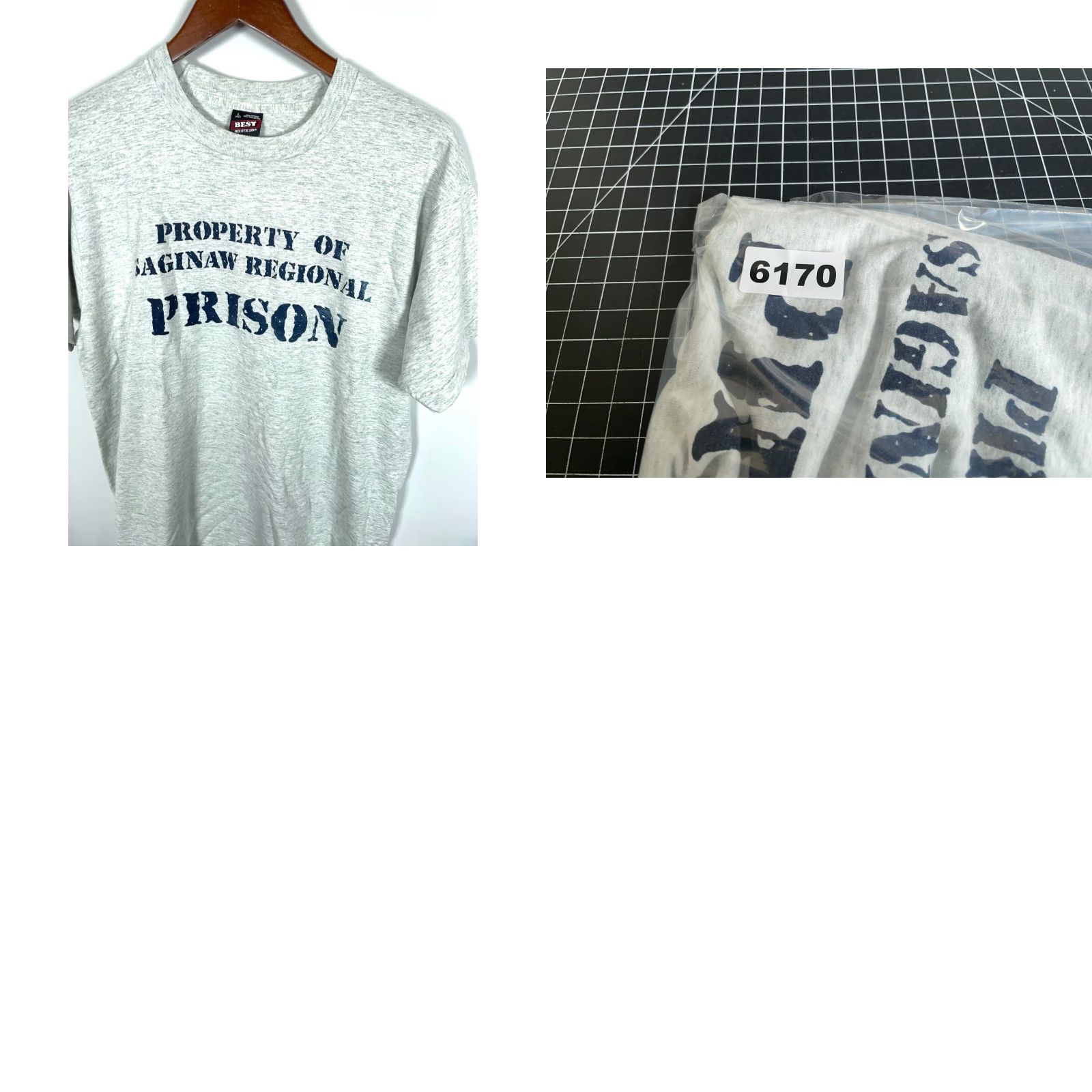 Fruit Of The Loom 90s Michigan Prison Property T-Shirt Adult Large Heather Gray Single Stitch Size US L / EU 52-54 / 3 - 8 Thumbnail