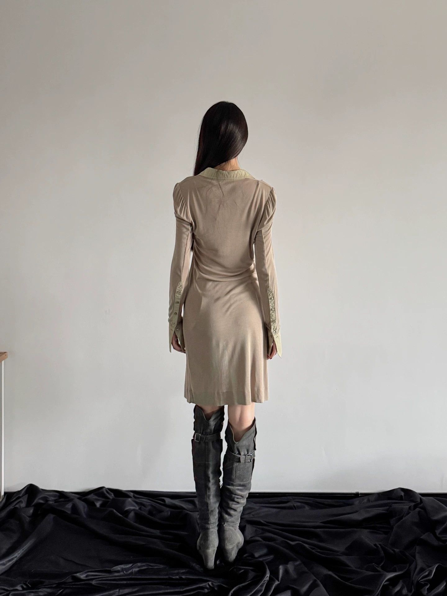 Vintage French Brand Stretch Drape Slim Long Shirt Jacket Size XS / US 0-2 / IT 36-38 - 8 Thumbnail