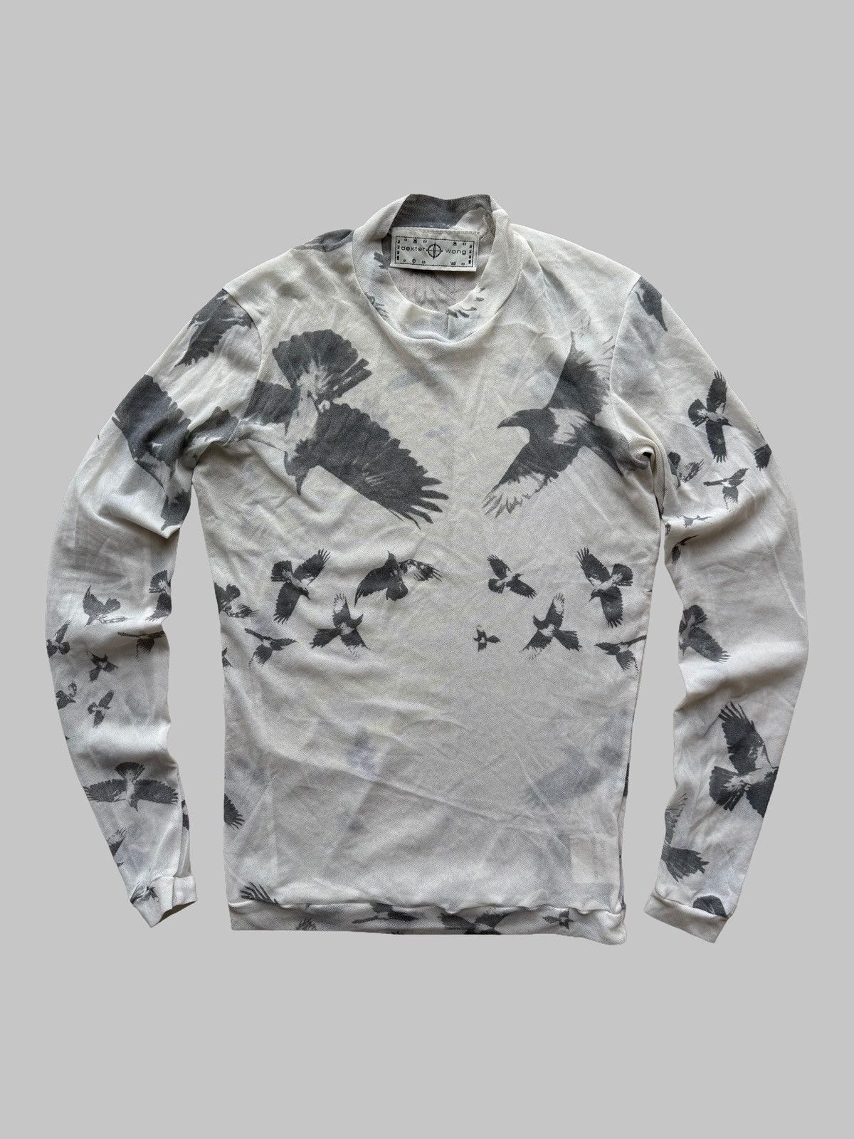 Dexter Wong Dexter Wong Avant-Garde Mesh Top Crow Print Long Sleeve Size US M / EU 48-50 / 2 - 1 Thumbnail