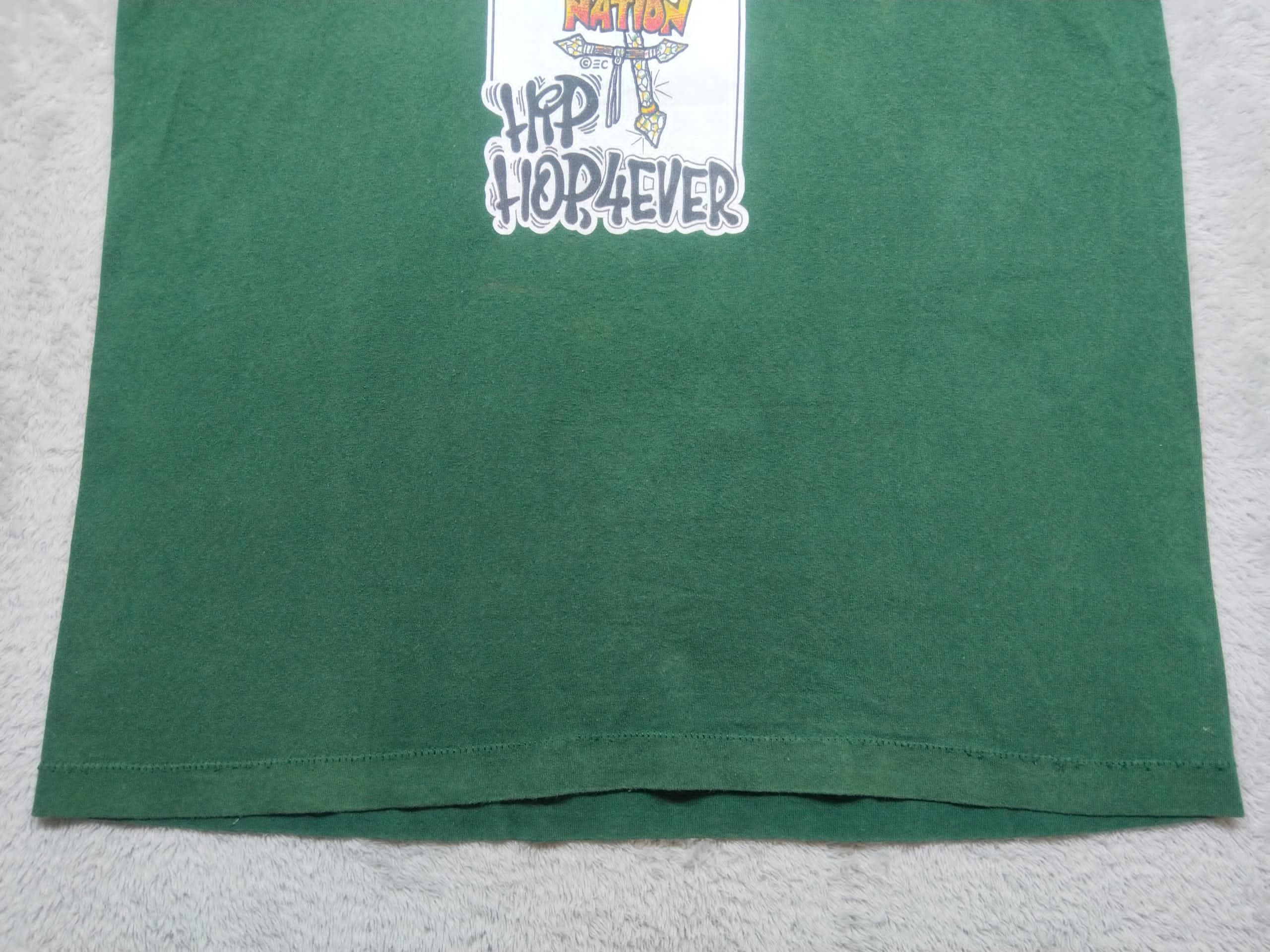 Fruit Of The Loom × Rap Tees × Vintage VINTAGE UNIVERSAL ZULU NATION HIP HOP 4EVER GREEN T SHIRT Size US XL / EU 56 / 4 - 8 Thumbnail