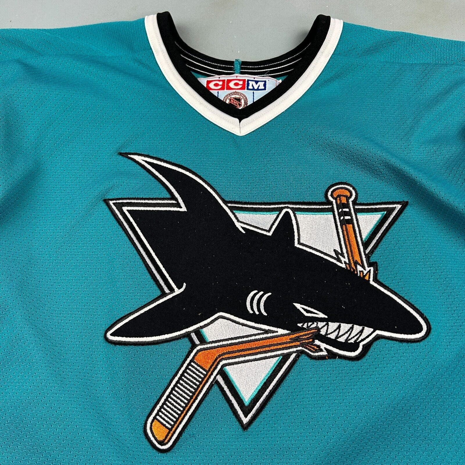Ccm VINTAGE 90s | San Jose Sharks CCM Maska Hockey Jersey sz M Size US M / EU 48-50 / 2 - 3 Thumbnail