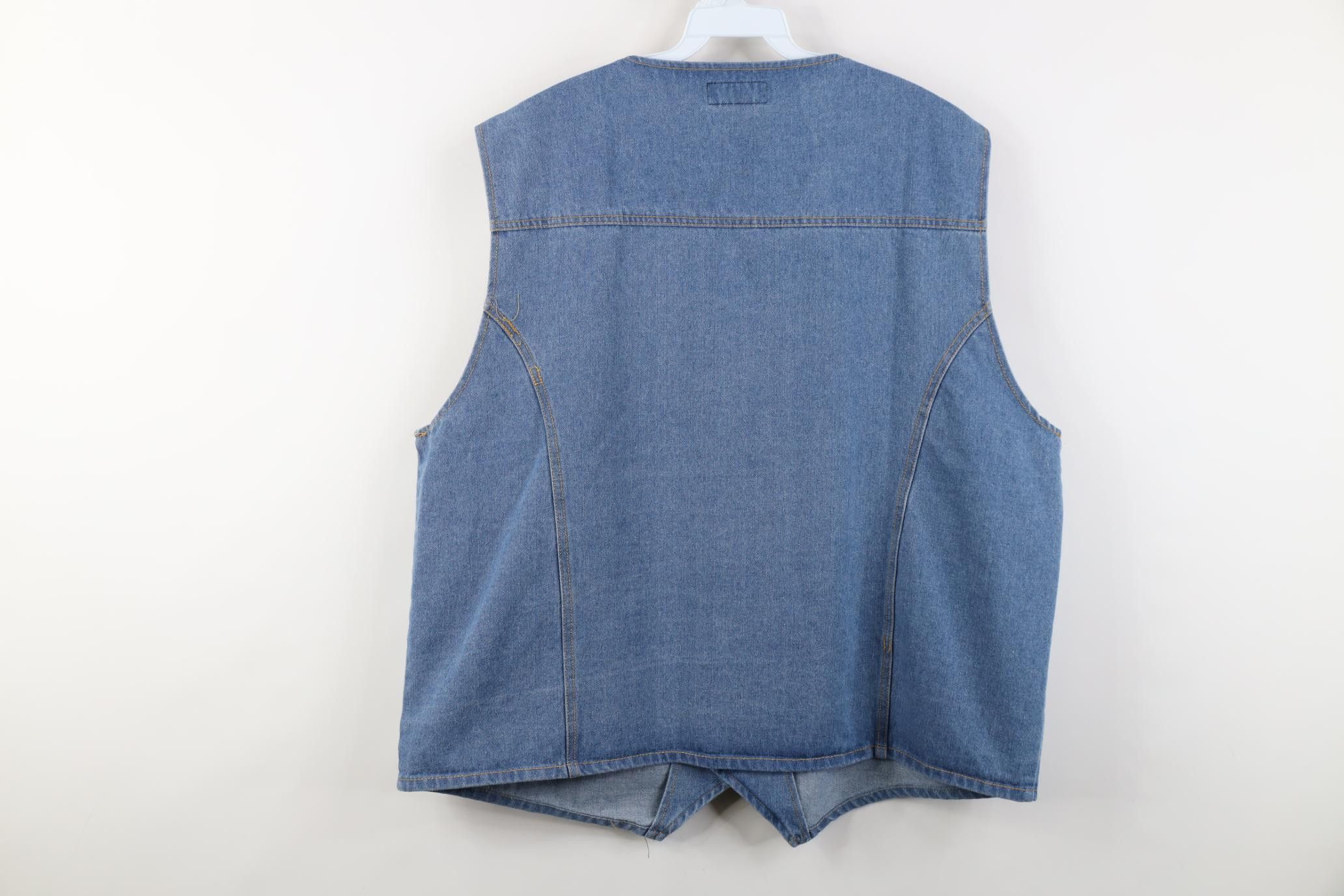 Vintage Vintage 90s Streetwear Western Cowboy Denim Jean Vest Jacket Size US XL / EU 56 / 4 - 12 Thumbnail