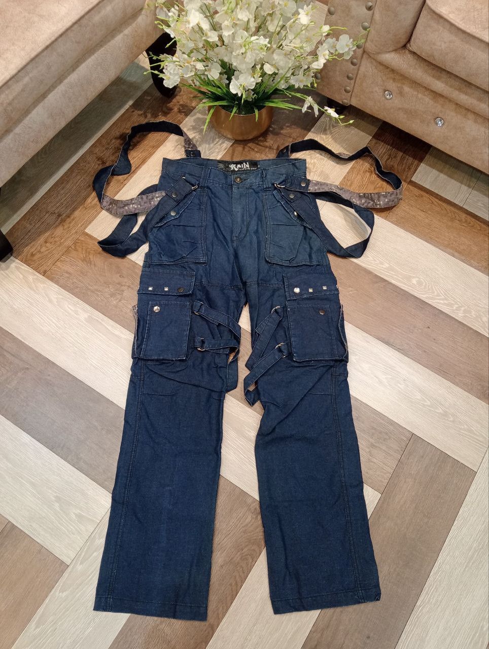 Seditionaries JAPANESE RAIN KING OF THE STREET BONDAGE PANTS - BLUE Size US 29 - 1 Thumbnail