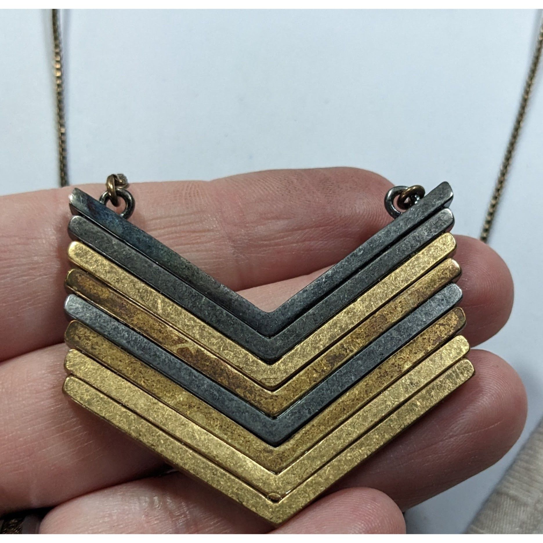 Other 1934 Arrowstack Chevron Multi-Metallic Pendant Necklace Size ONE SIZE - 3 Thumbnail