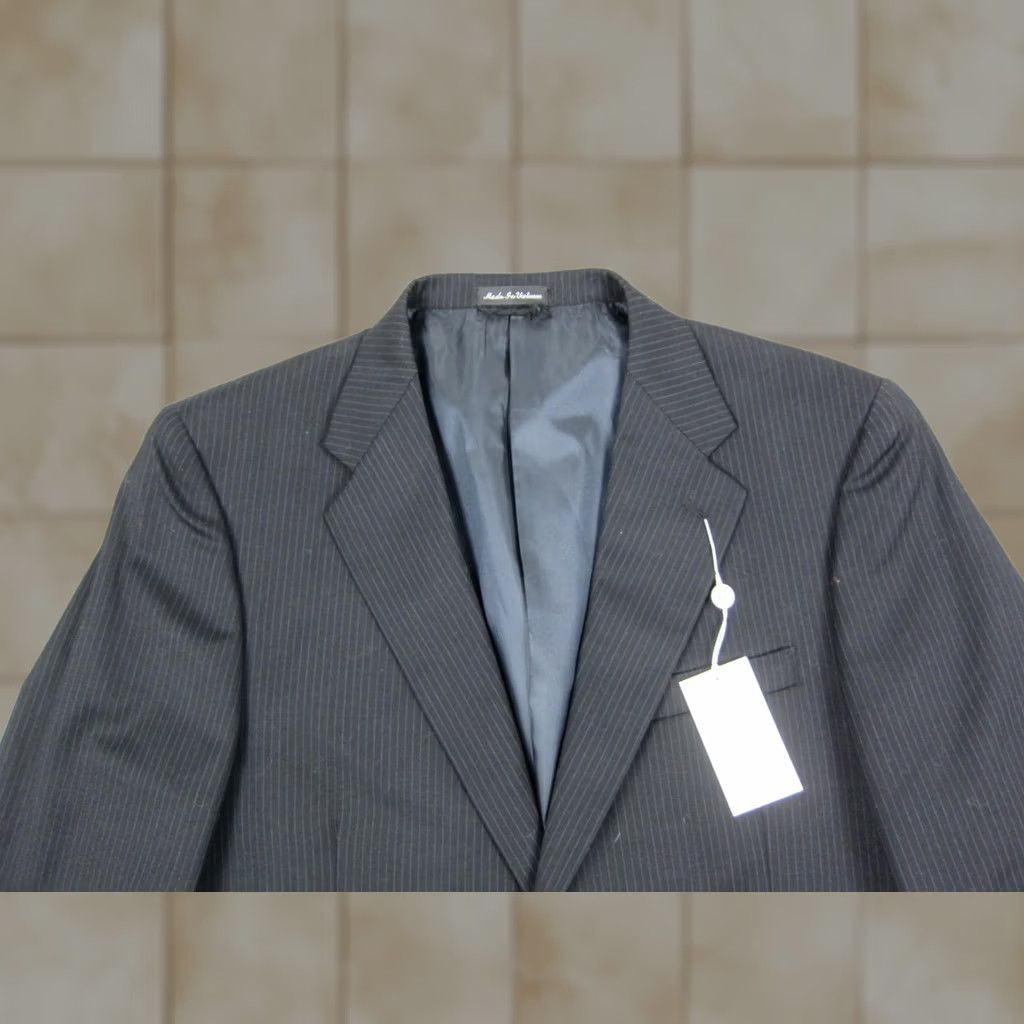 Pierre Cardin Pierre Cardin Blazer Jacket Mens 42S Black Striped Wool Regular Jacket Coat Men Black Striped Wool Blazer 90s Mens Size 42R - 1 Thumbnail