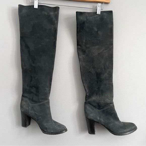 10 Corso Como Gray Suede Over The Knee Heeled Boots - 36 / 5.5-6US ​🇮🇹 Size US 6 / IT 36 - 3 Thumbnail