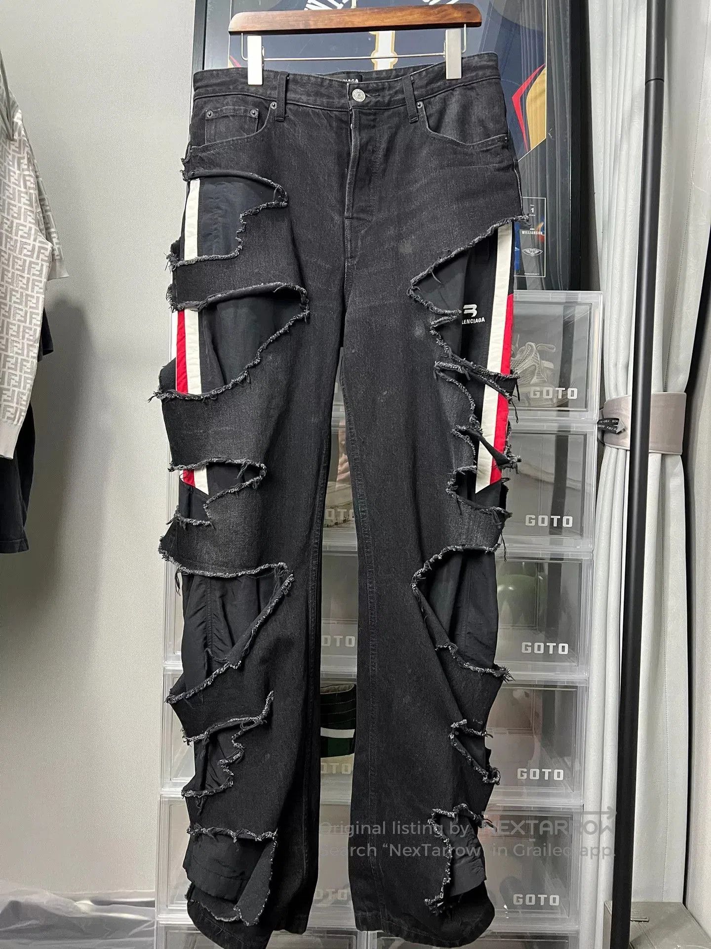 Balenciaga Double Layer Distressed Jeans.